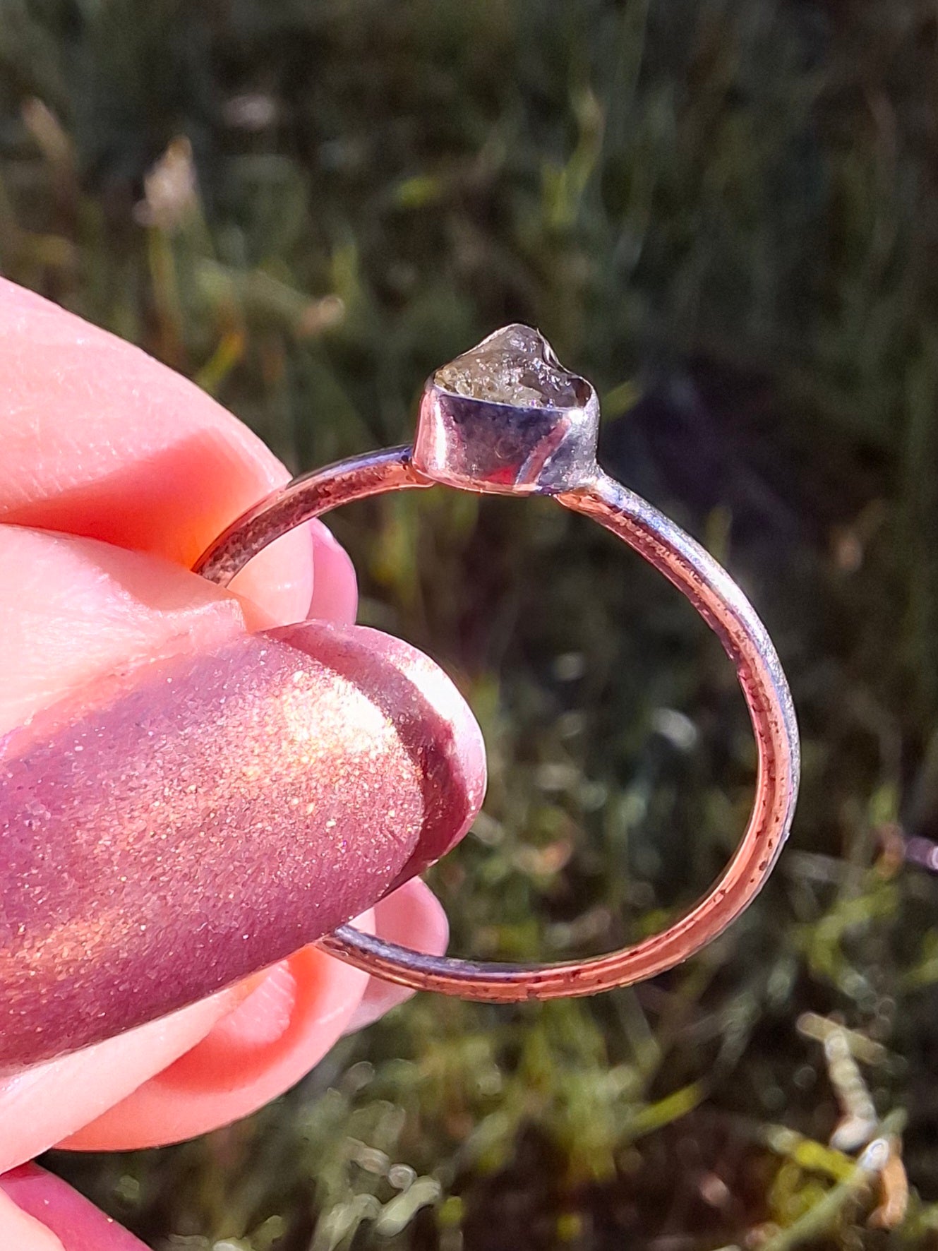 Moldavite Ring, size Q, 925 Silver, Tektite (Ref: R46)