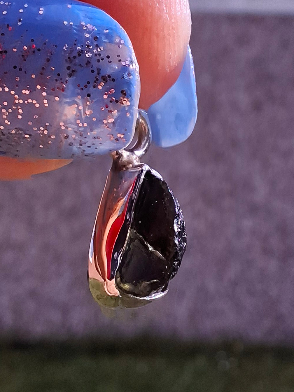Moldavite Pendant, 925 Silver, Tektite (Ref: P51)