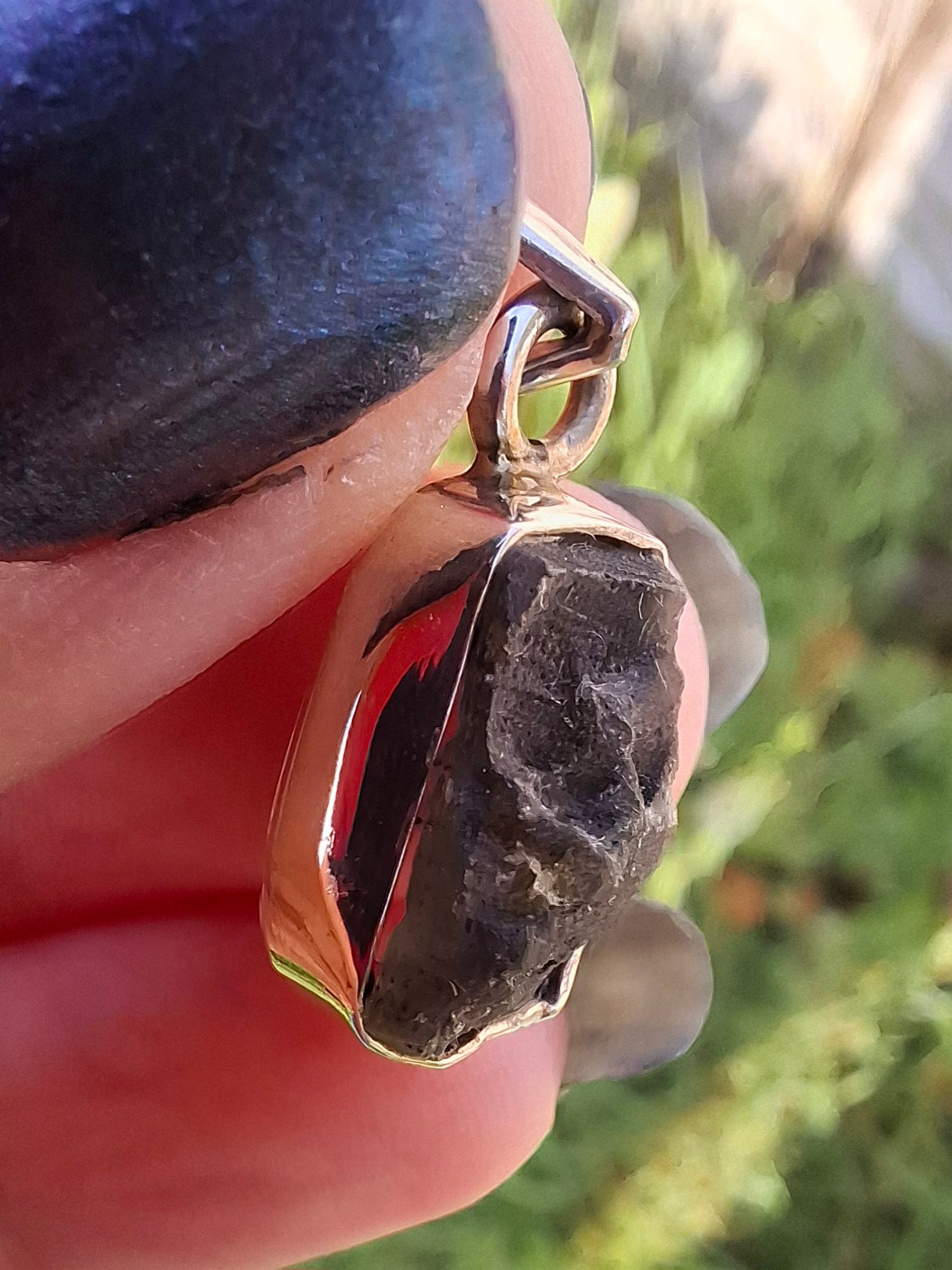 Moldavite Pendant, 925 silver, Tektite (Ref: P4)