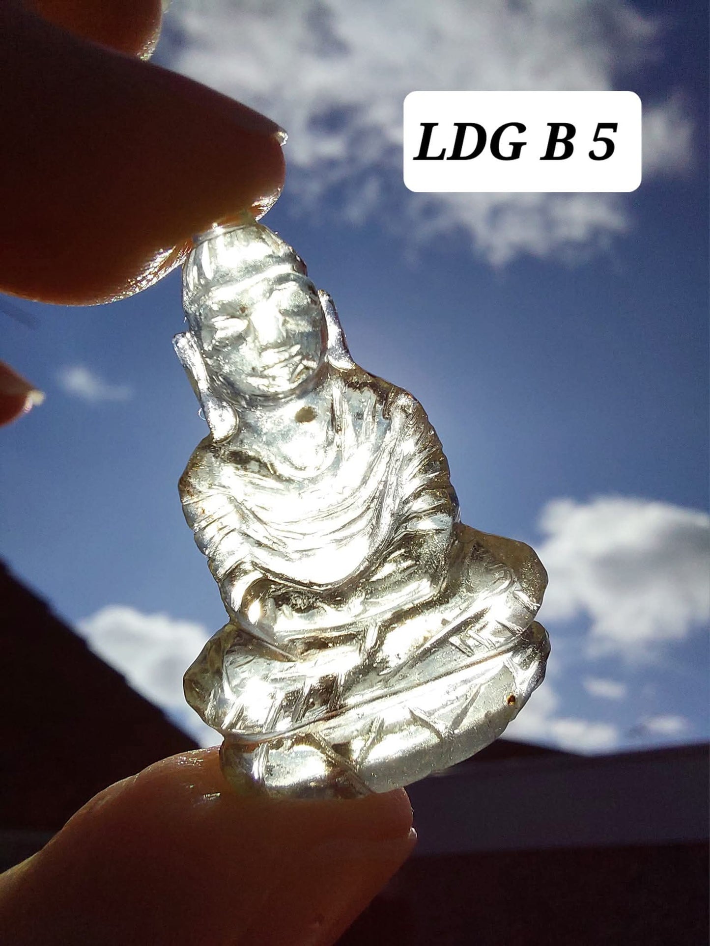 Libyan Desert Glass BUDDHA Carving, 4.61g, Tektite (Ref: LDG B5)