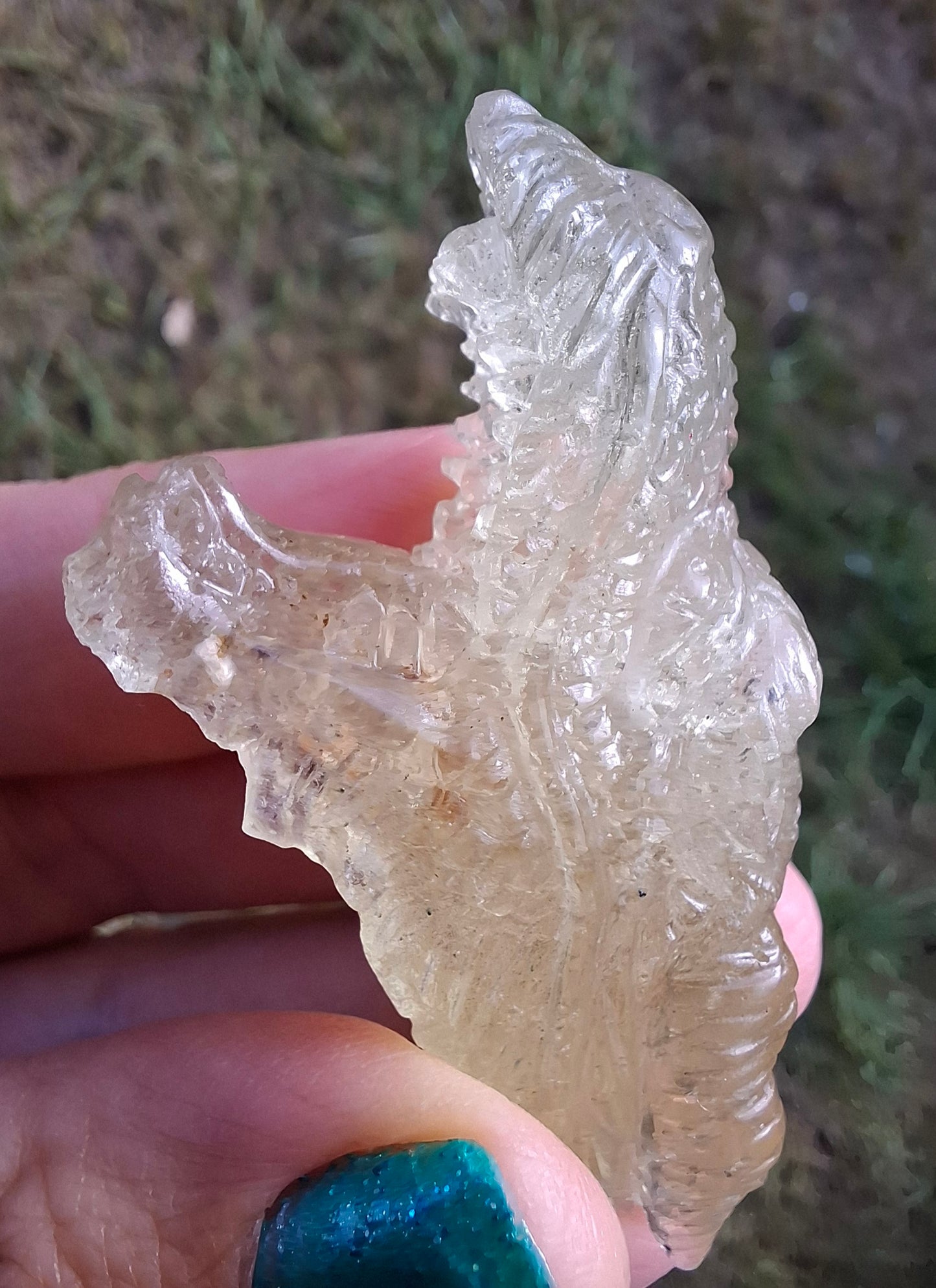 Libyan Desert Glass DRAGON HEAD carving, 22.42g, Tektite (Ref: Dragon 2)