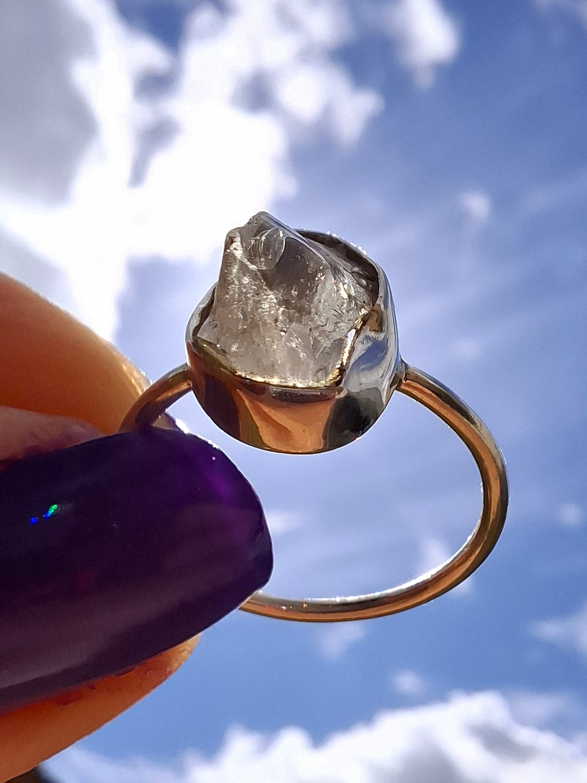 Libyan Desert Glass Ring, size small P, 925 Silver, Tektite (Ref: LR25)