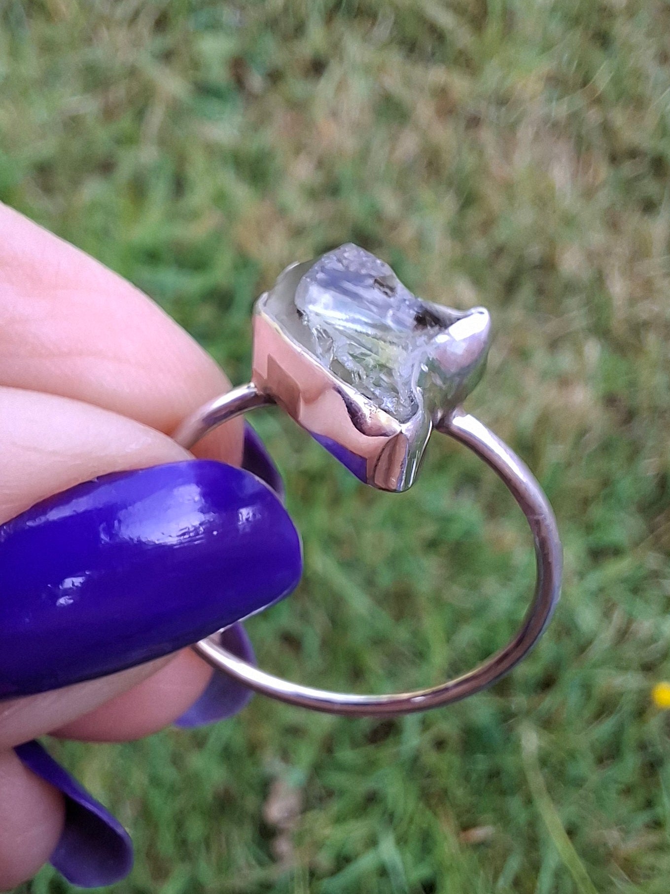 Libyan Desert Glass Ring, size large W, 925 Silver, Tektite (Ref: LR62)