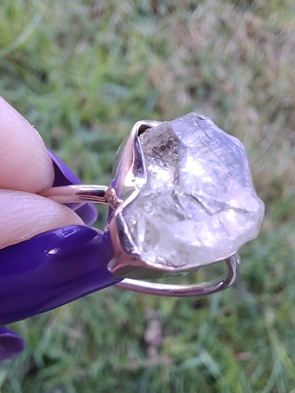 Libyan Desert Glass Ring, size large R/small S, 925 Silver, Tektite (Ref: LR43)