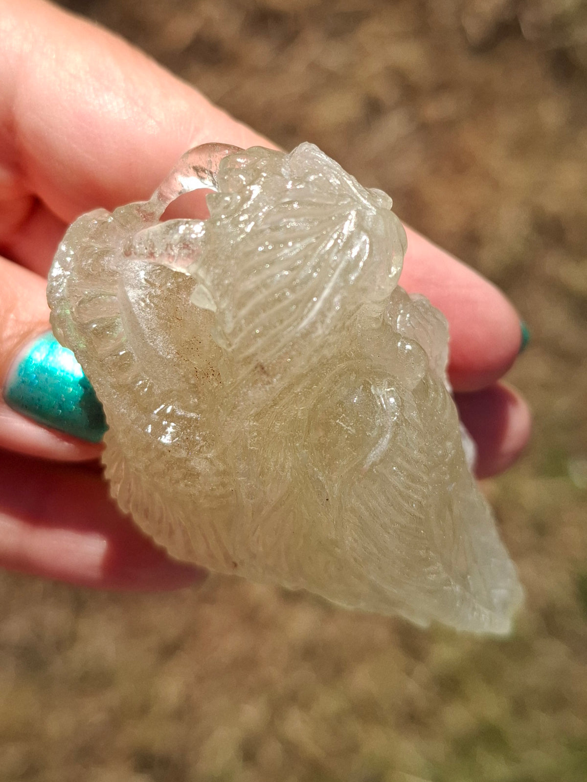 Libyan Desert Glass DRAGON HEAD Carving, 75.84g, Tektite (Ref: Dragon1)