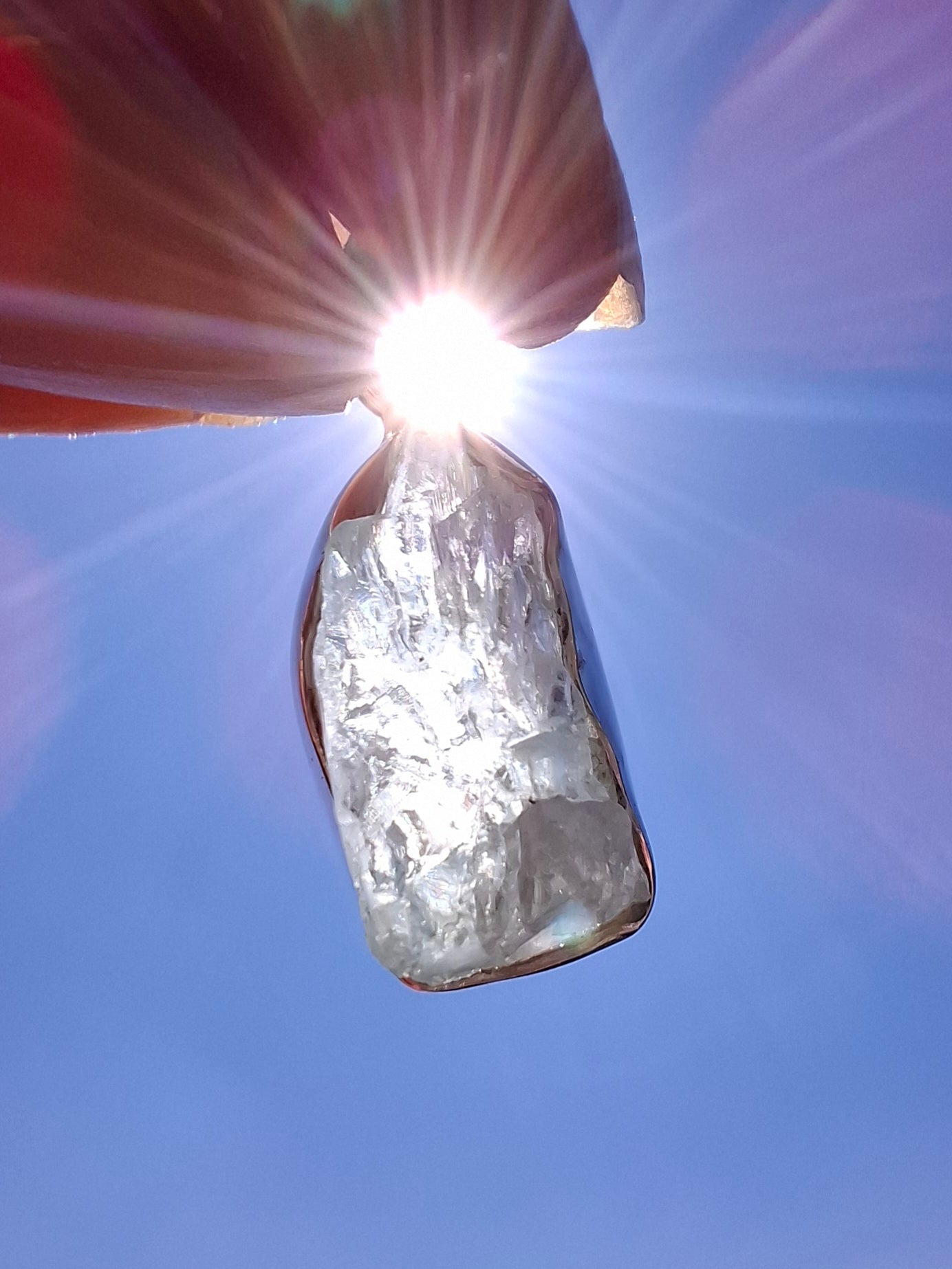 Aquamarine Pendant, 925 Silver, Crystal 🌈 (Ref: AQ4)
