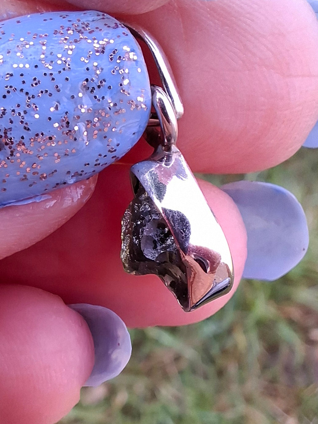Moldavite Pendant, 925 Silver, Tektite (Ref: P45)