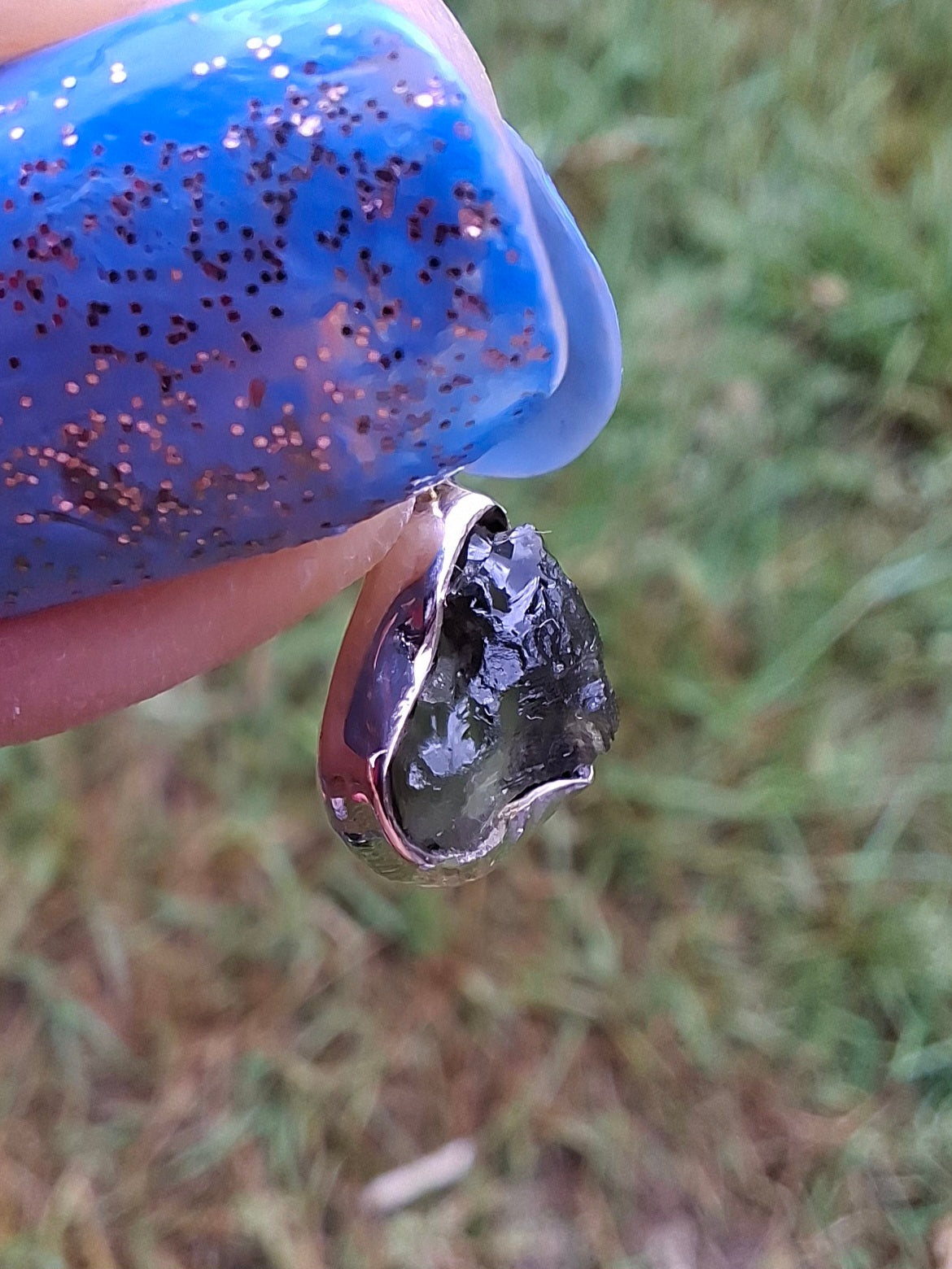 Moldavite Pendant, 925 Silver, Tektite (Ref: P68)