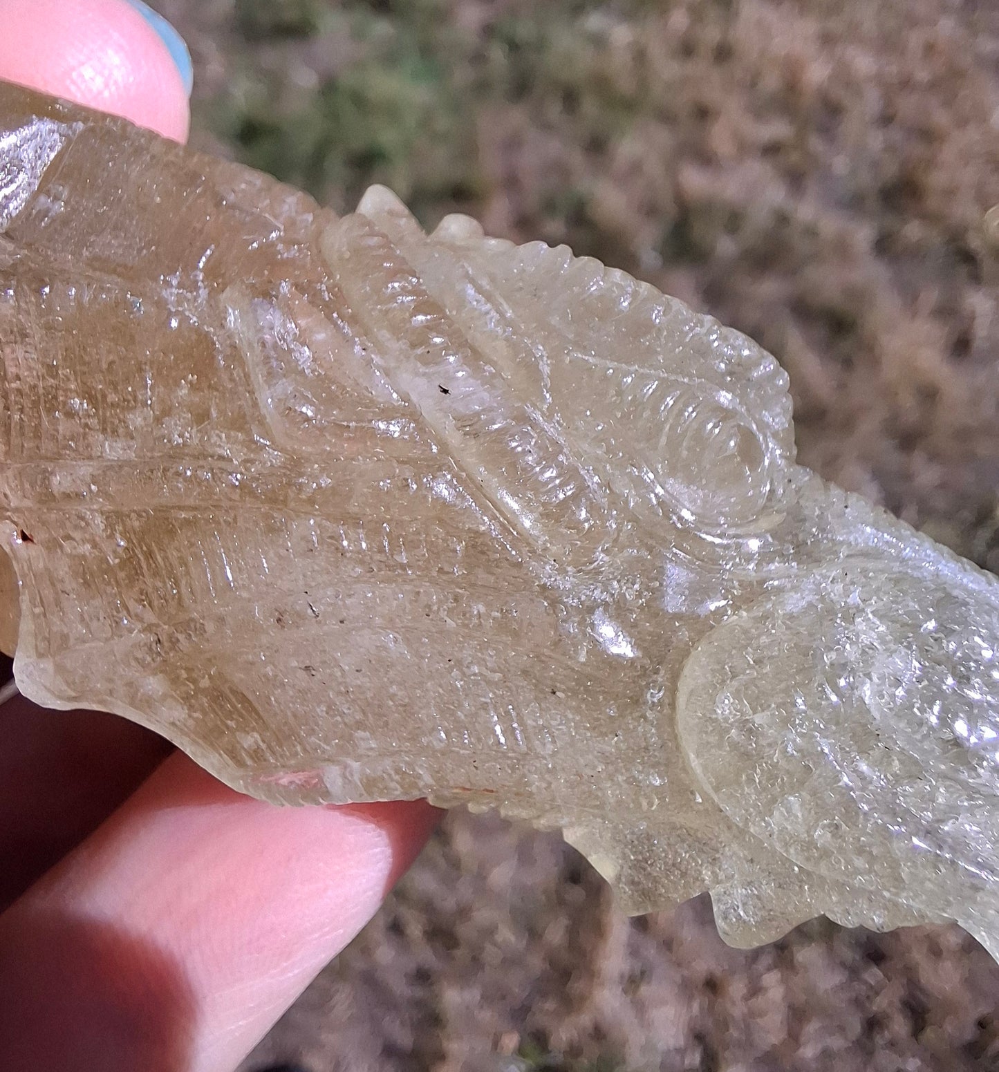 Libyan Desert Glass DRAGON HEAD carving, 48.11g, Tektite (Ref: Dragon4)