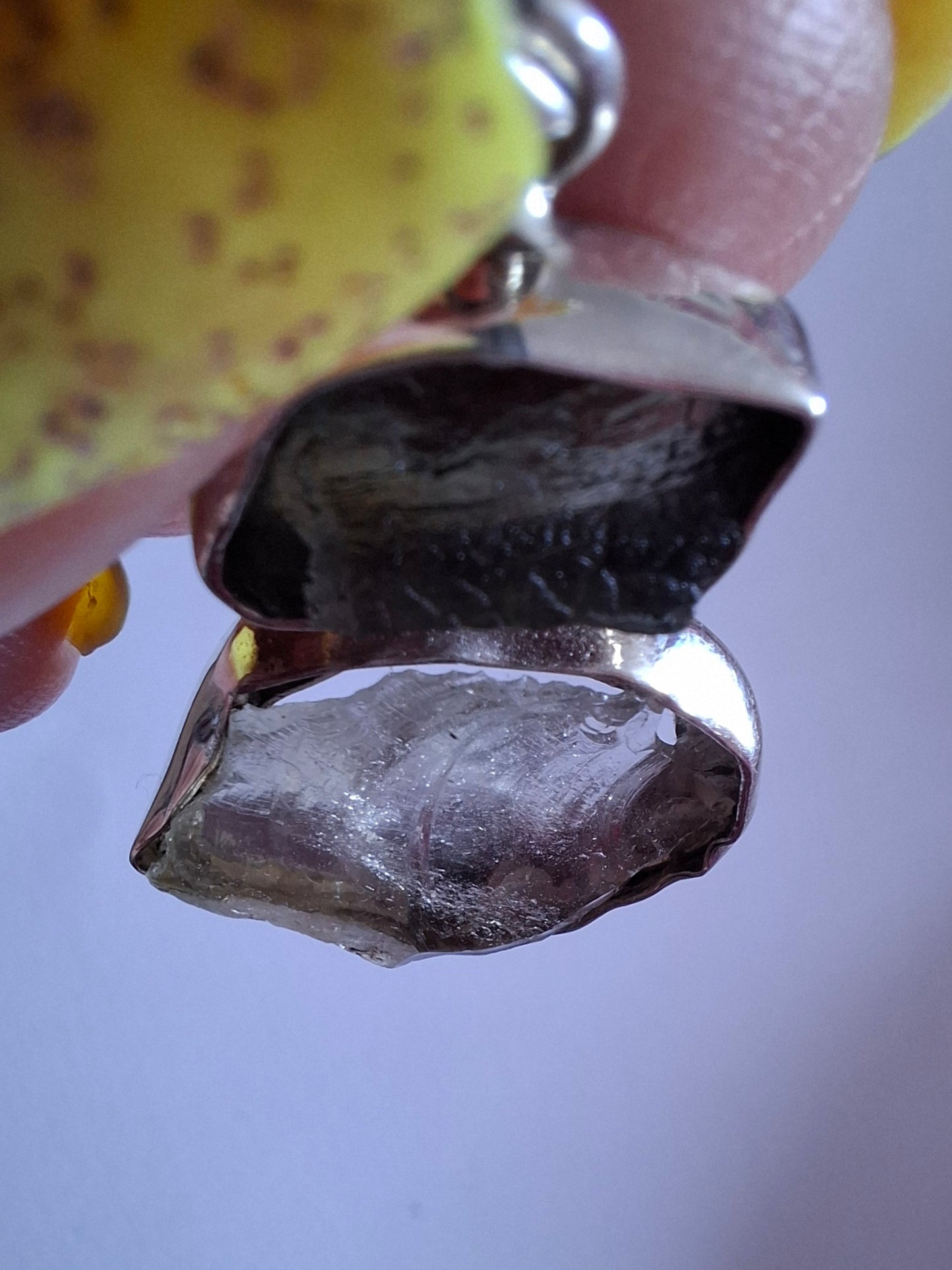 Moldavite & Libyan Desert Glass Pendant, 925 Silver, Tektite (Ref: MLP19)