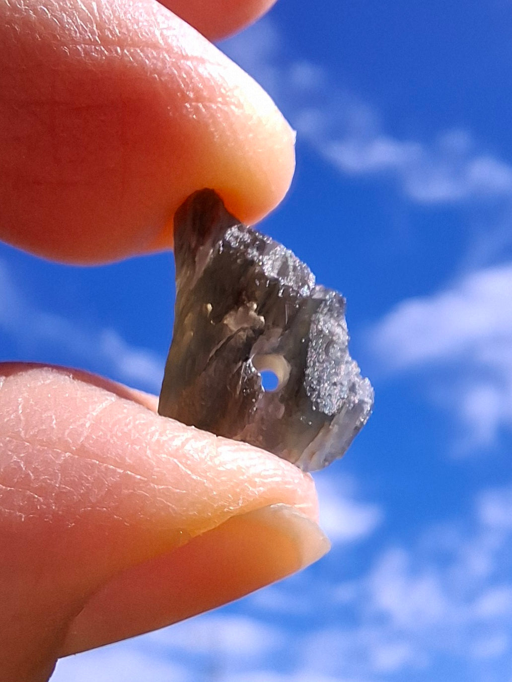 DRILLED, Moldavite Piece, 0.80g, Tektite (Ref: D24)