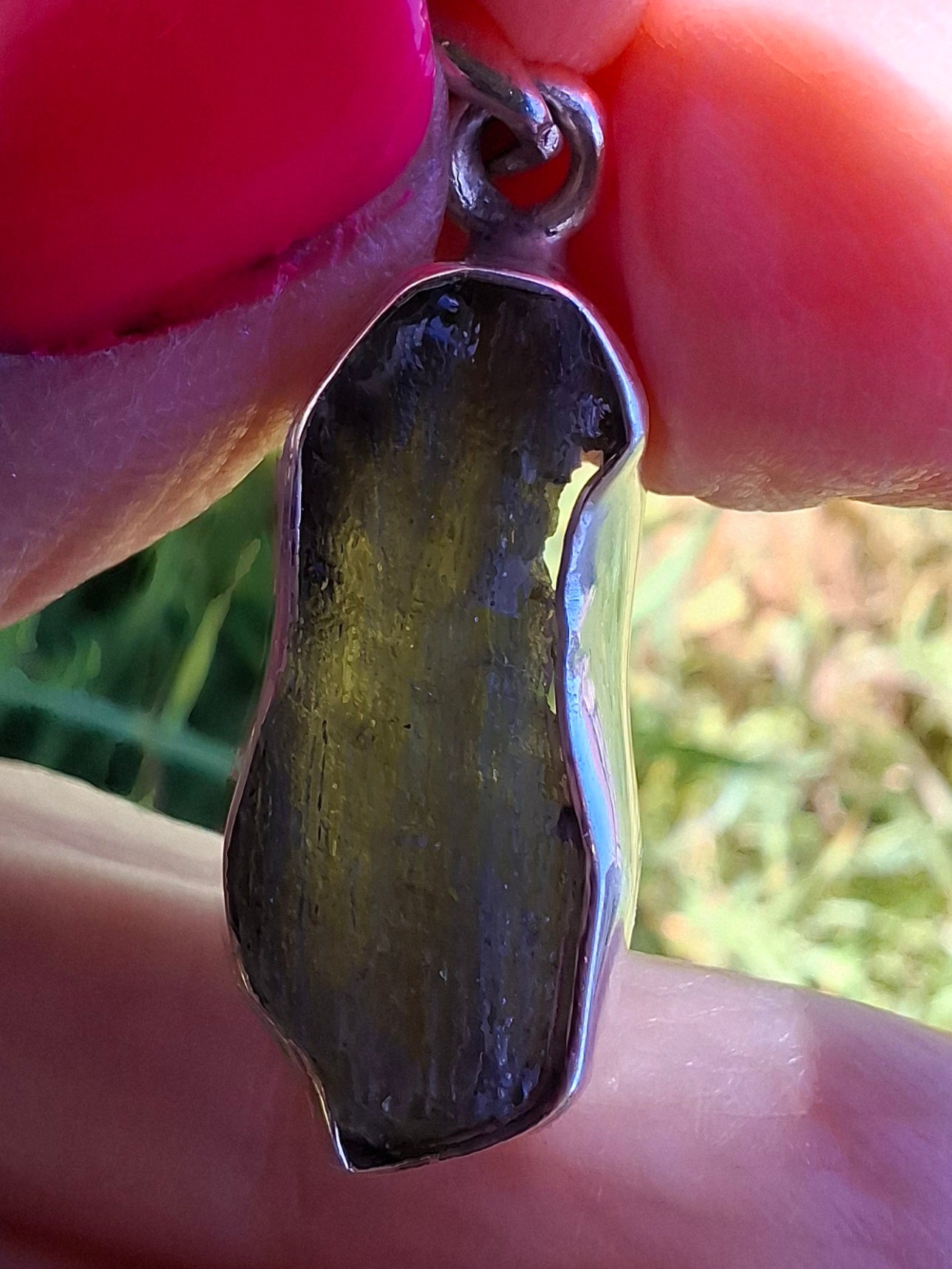 Moldavite Pendant, 925 Silver, Tektite (Ref: P445)