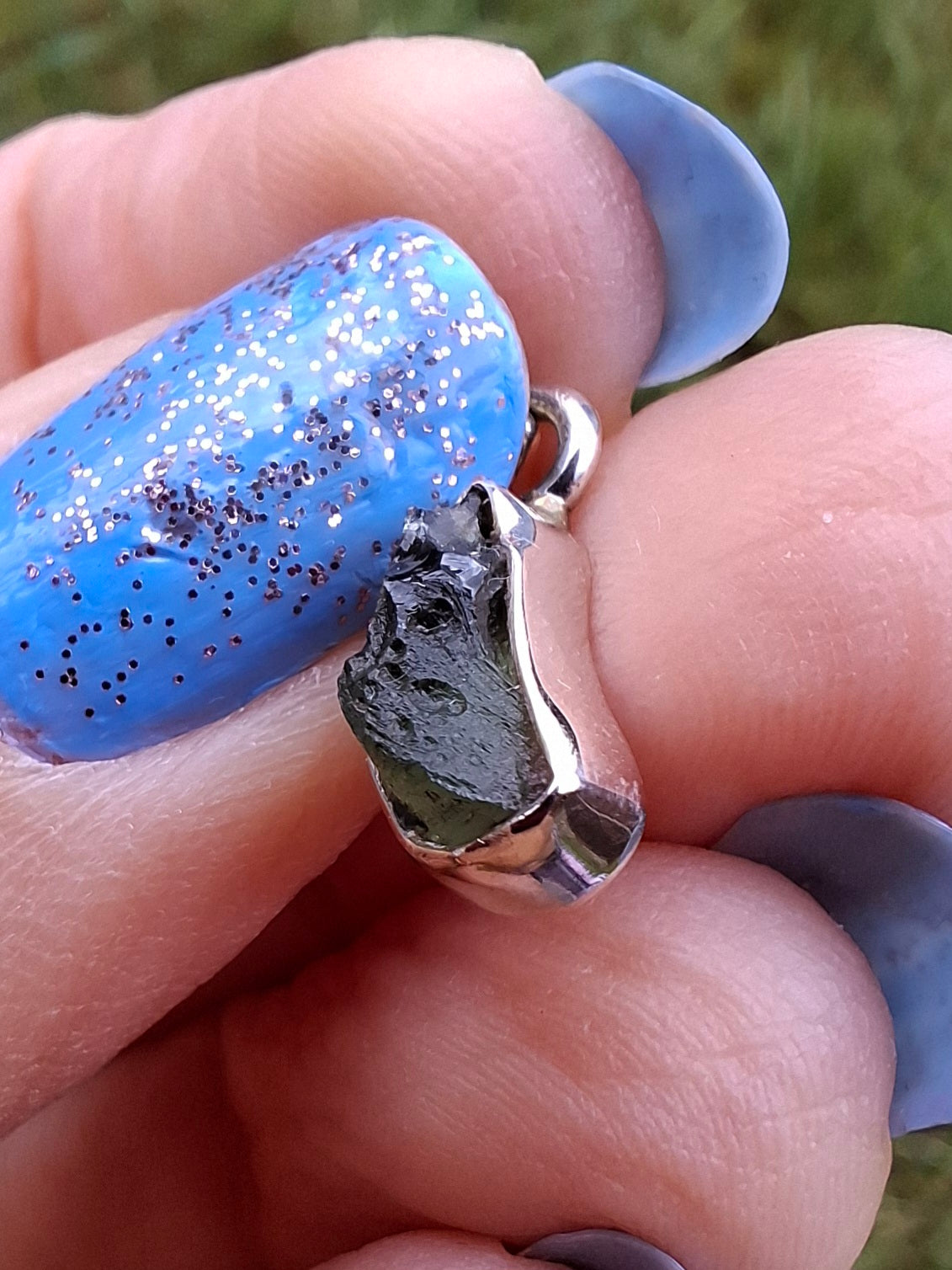 Moldavite Pendant, 925 Silver, Tektite (Ref: P67)