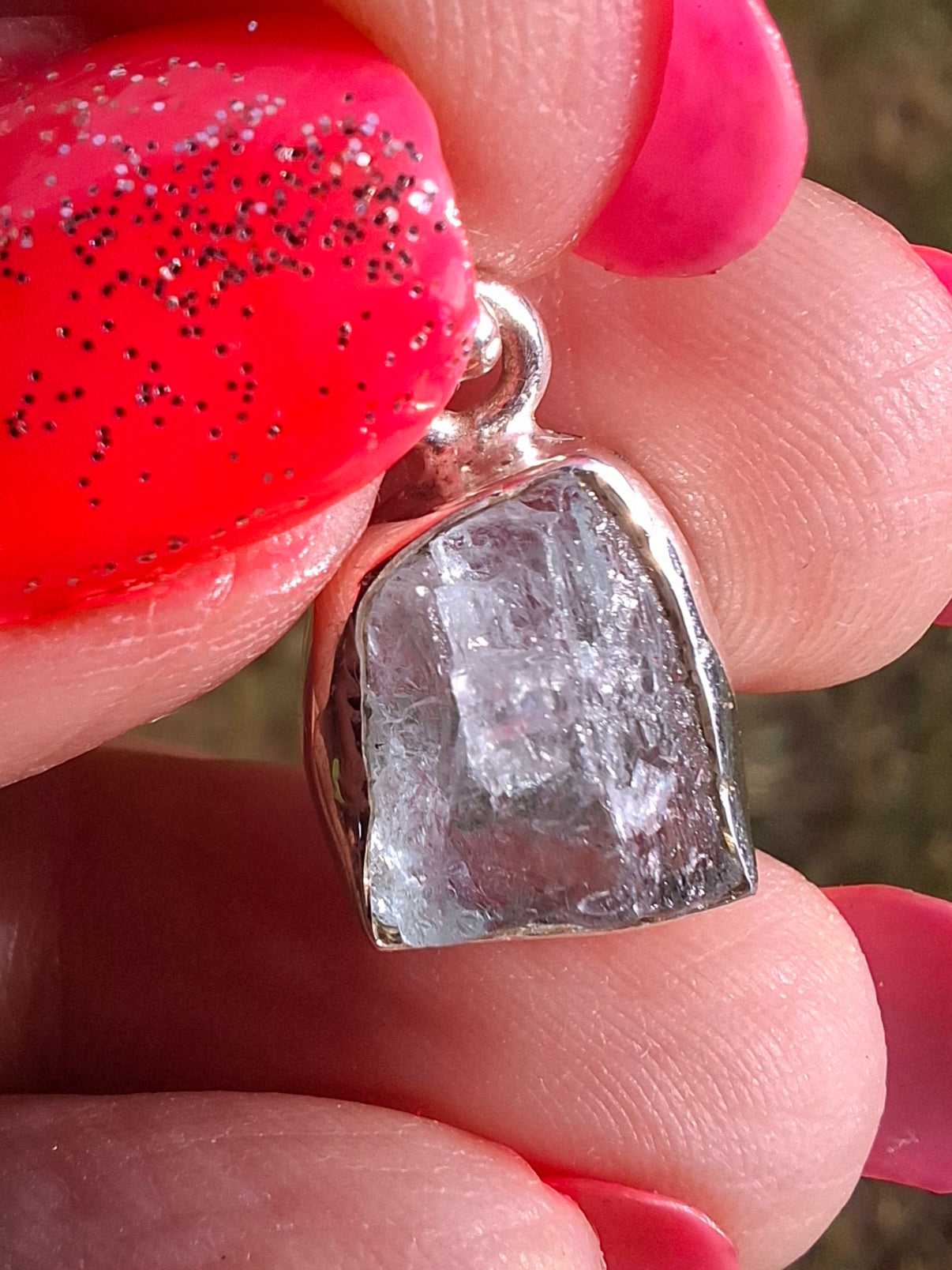 Aquamarine Pendant, 925 Silver, Crystal (Ref: AQ19)