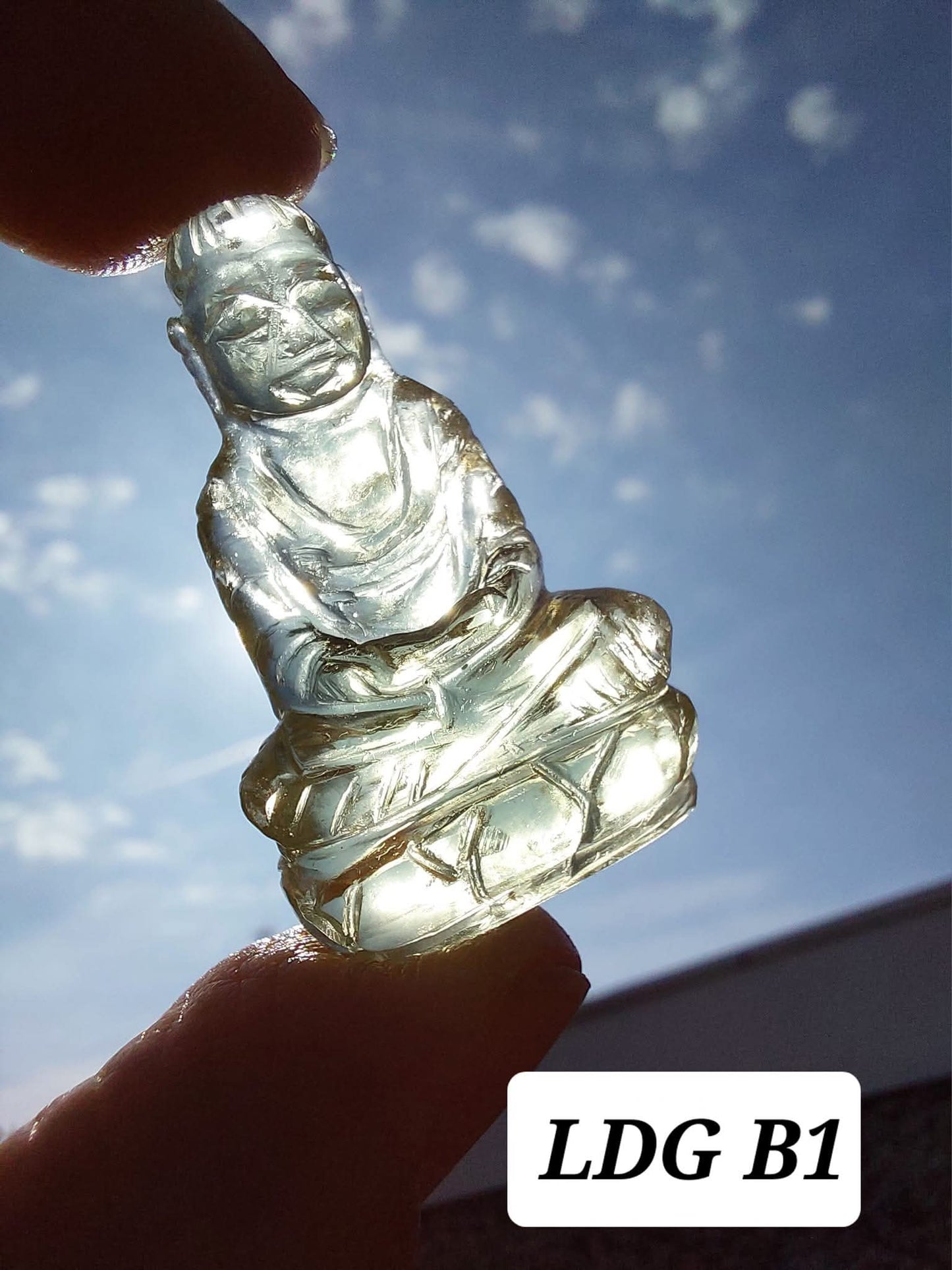 Libyan Desert Glass BUDDHA carving, 7.26g, Tektite (Ref: LDG B1)