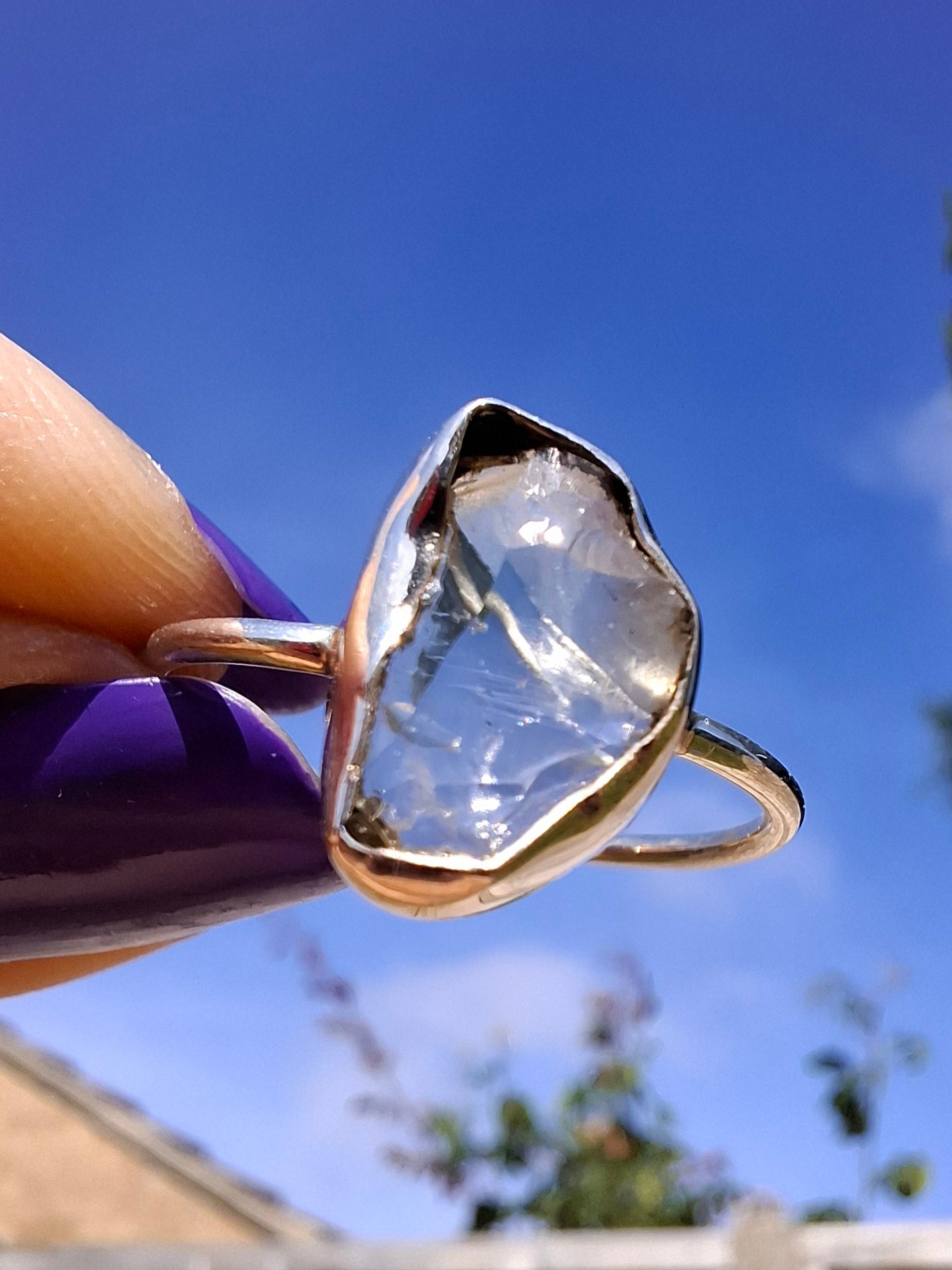 Libyan Desert Glass Ring, size large W, 925 Silver, Tektite (Ref: LR63)
