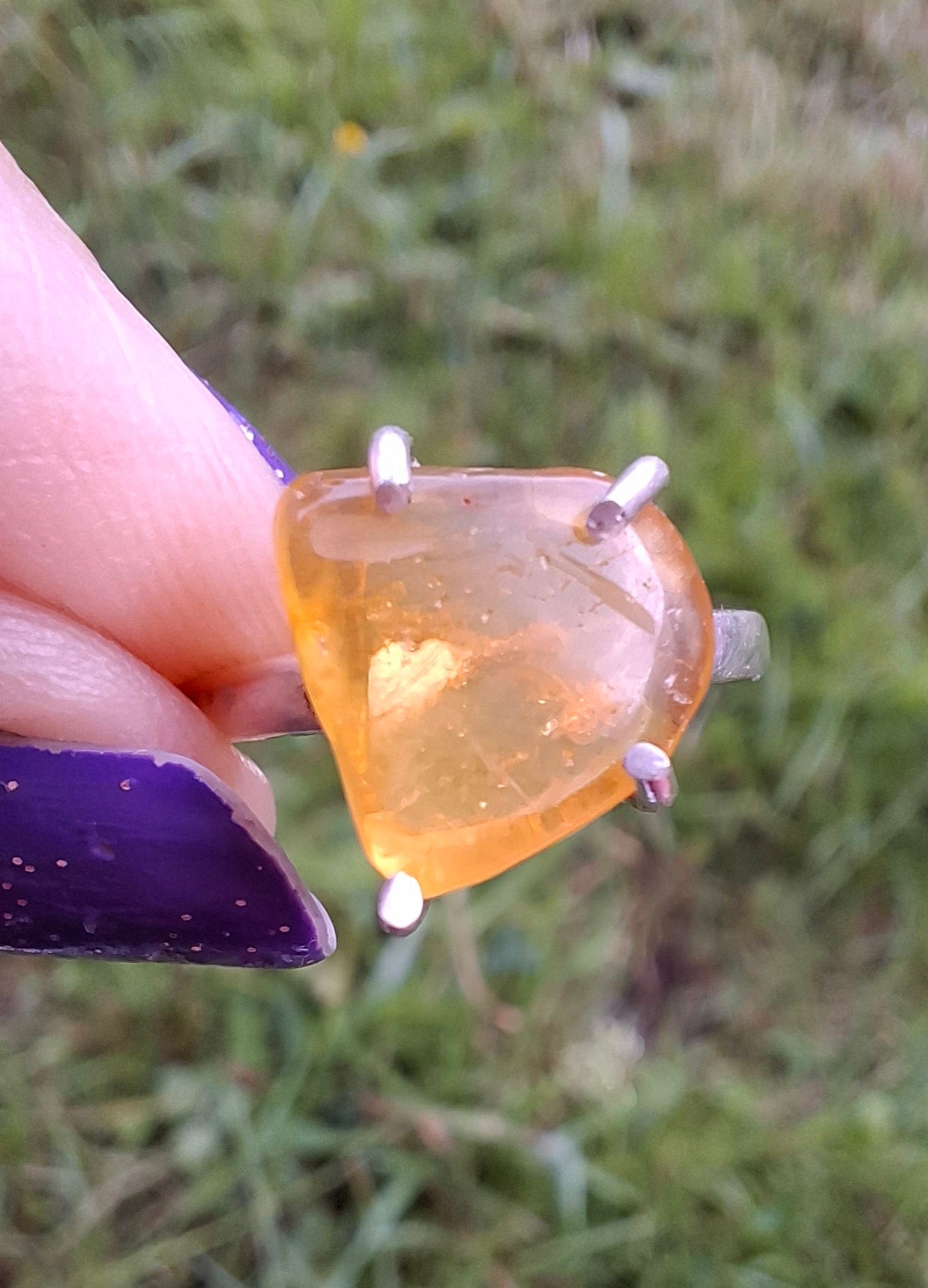 Baltic Amber Ring, size large K/small L, 925 Silver, Fossil (Ref: AR1)