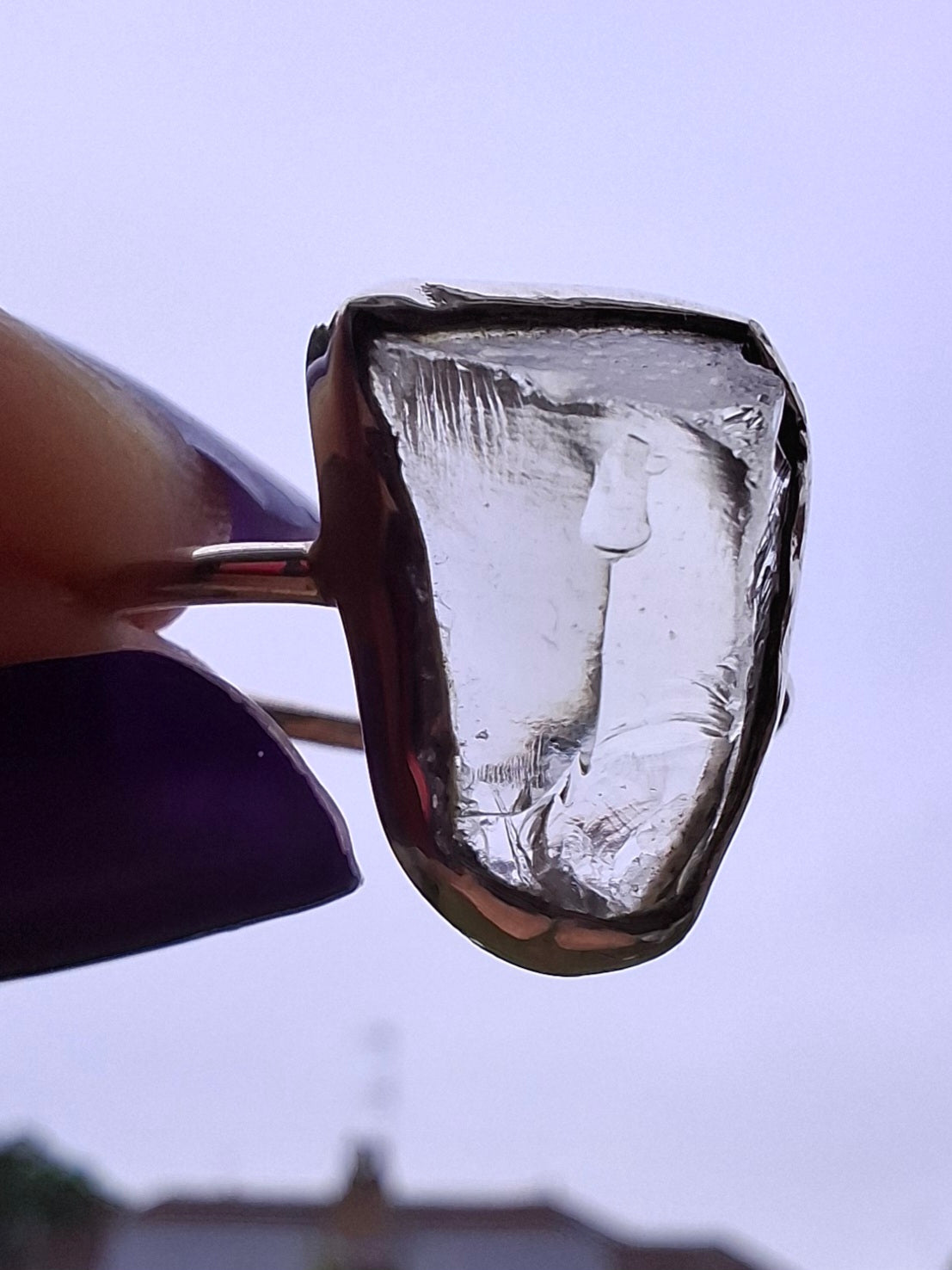 Libyan Desert Glass Ring, size large P, 925 Silver, Tektite (Ref: LR30)