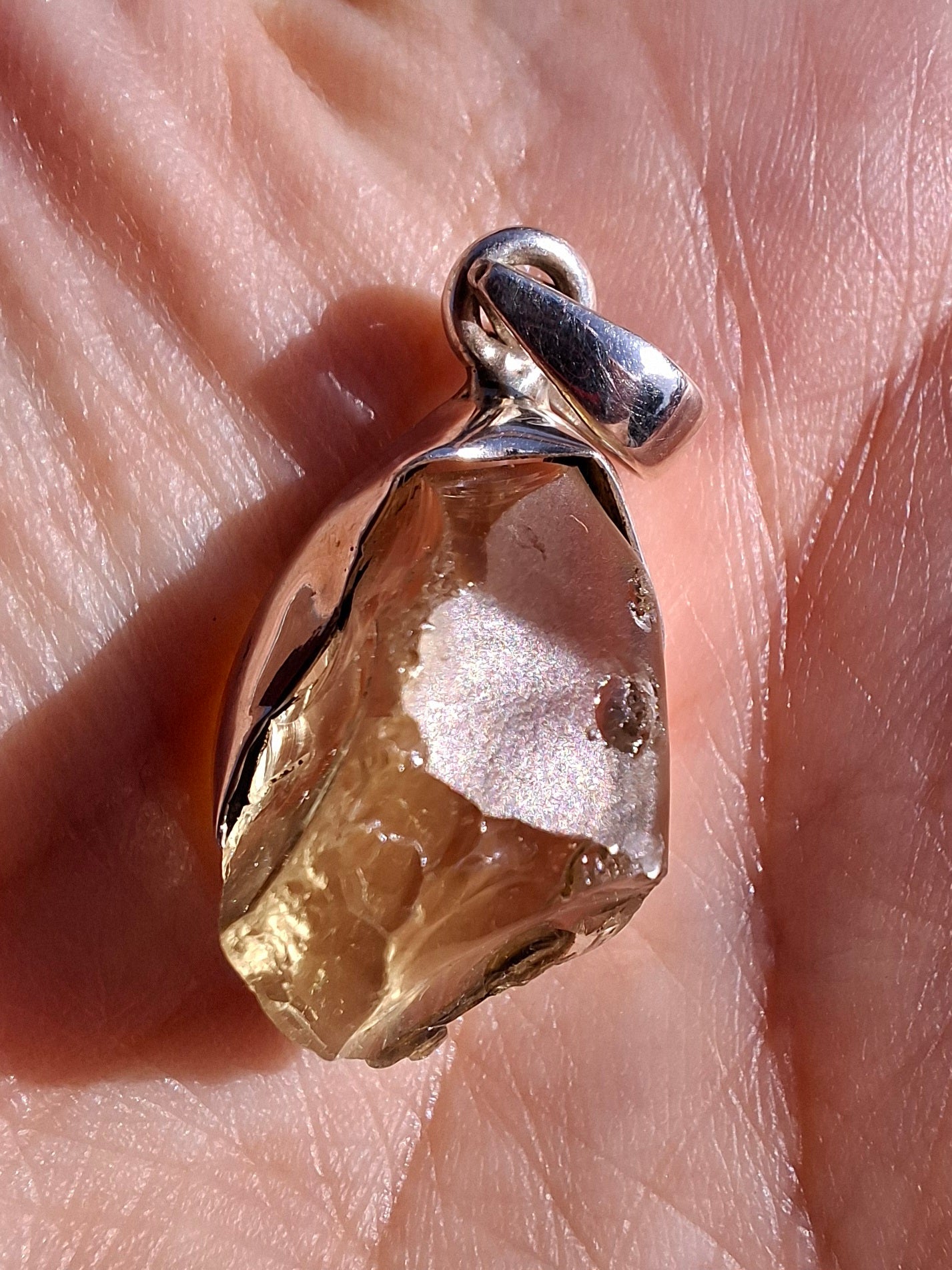 Libyan Desert Glass Pendant, 925 Silver, Tektite (Ref: LP112)