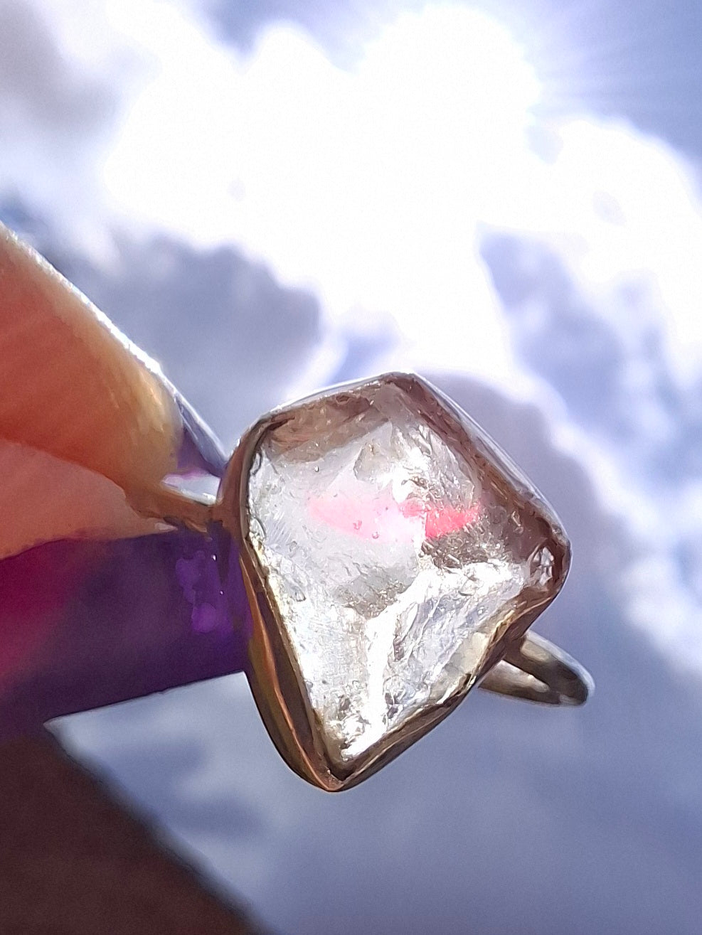 Libyan Desert Glass Ring, size large S, 925 Silver, Tektite (Ref: LR46)