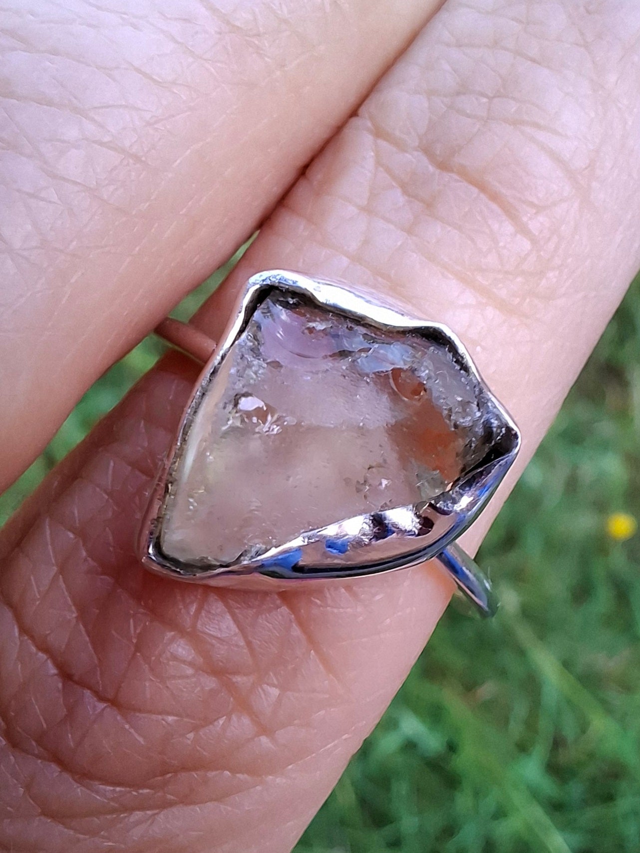 Libyan Desert Glass Ring, size U, 925 Silver, Tektite (Ref: LR52)