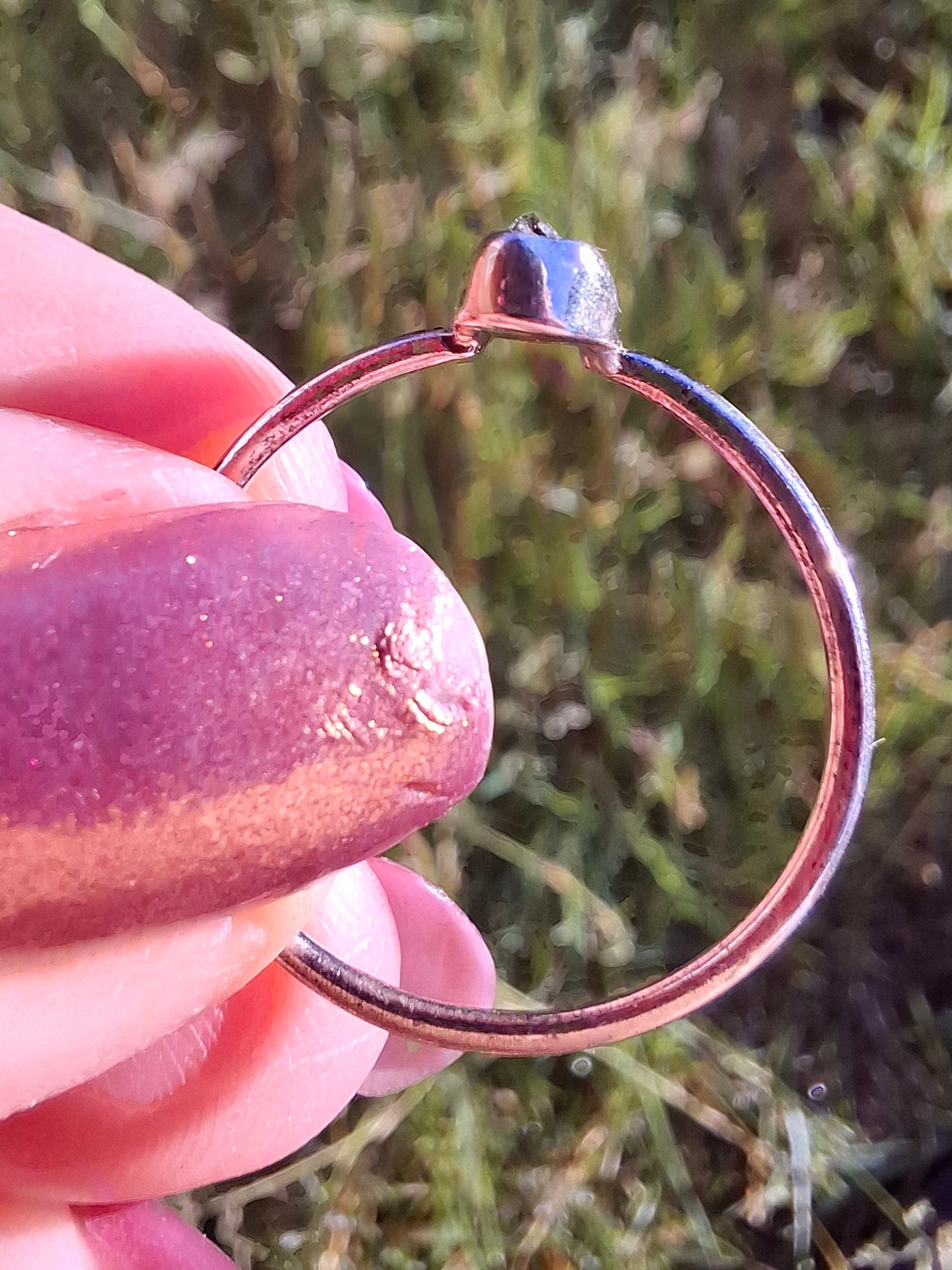Moldavite Ring, size large T/small U, 925 Silver, Tektite (Ref: R71)