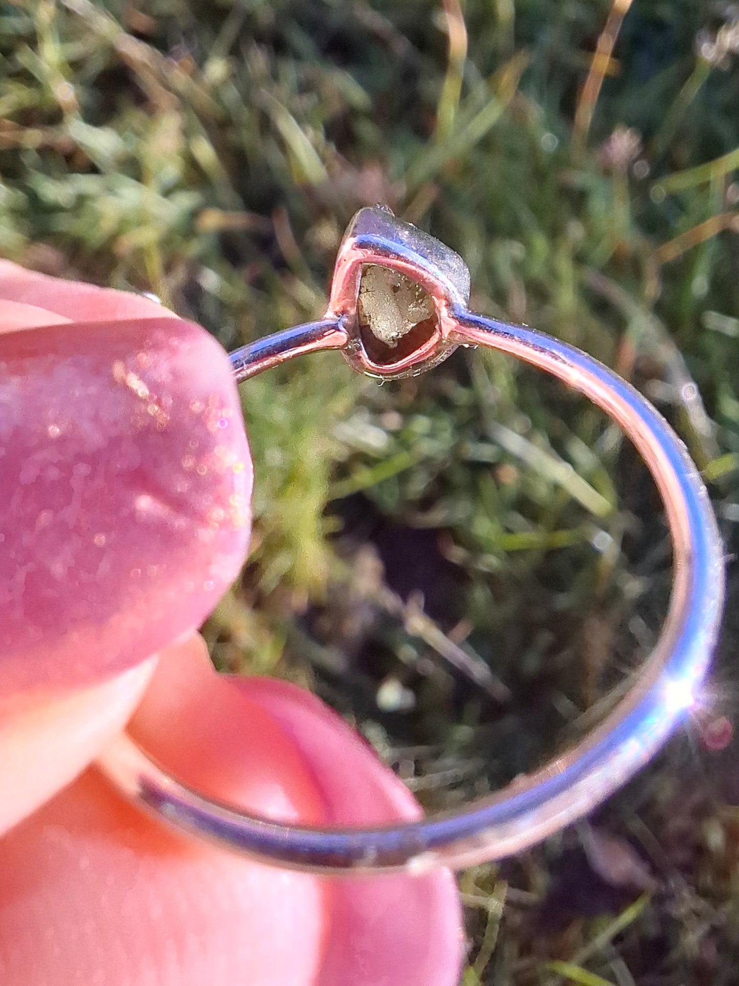 Moldavite Ring, size large R/small S, 925 Silver, Tektite (Ref: R53)
