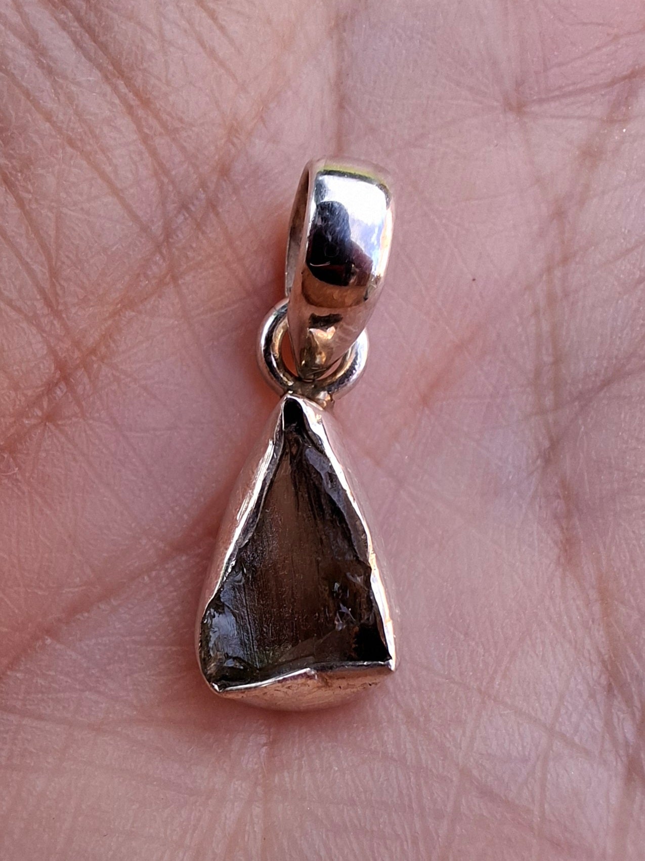 Moldavite Pendant, 925 Silver, Tektite (Ref: P30)