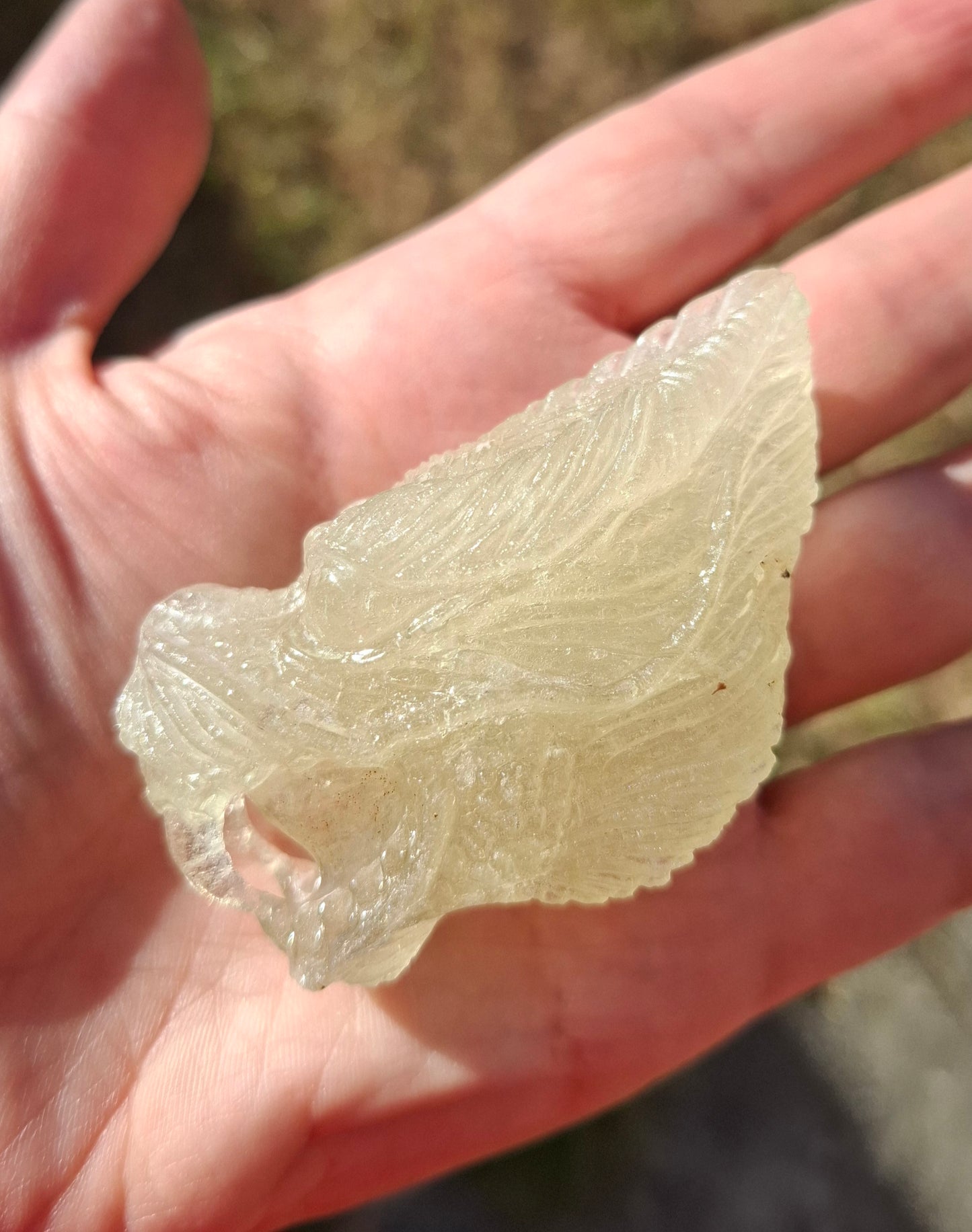 Libyan Desert Glass DRAGON HEAD Carving, 75.84g, Tektite (Ref: Dragon1)