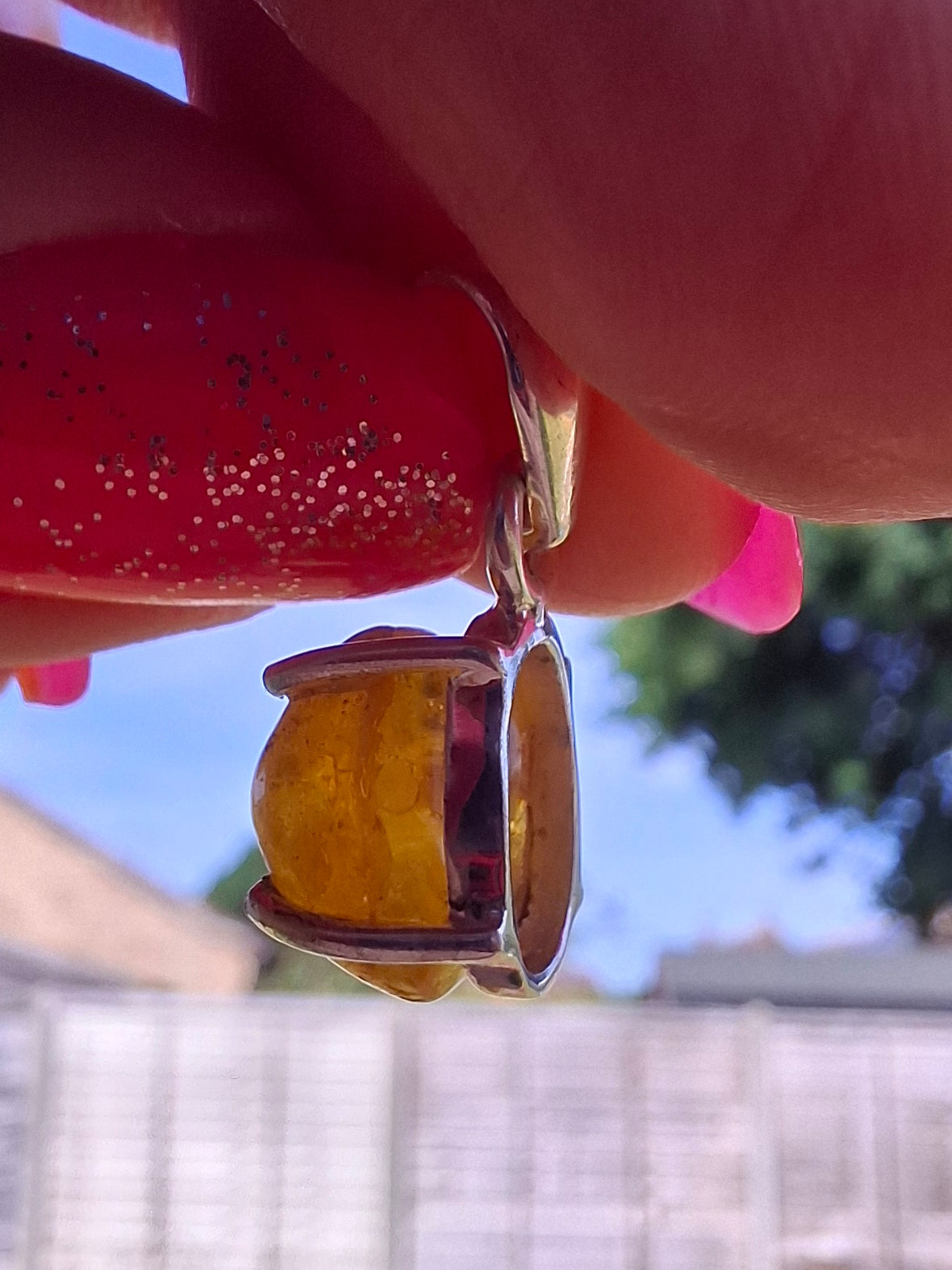 Baltic Amber Pendant, 925 Silver, Fossil (Ref: AP17)