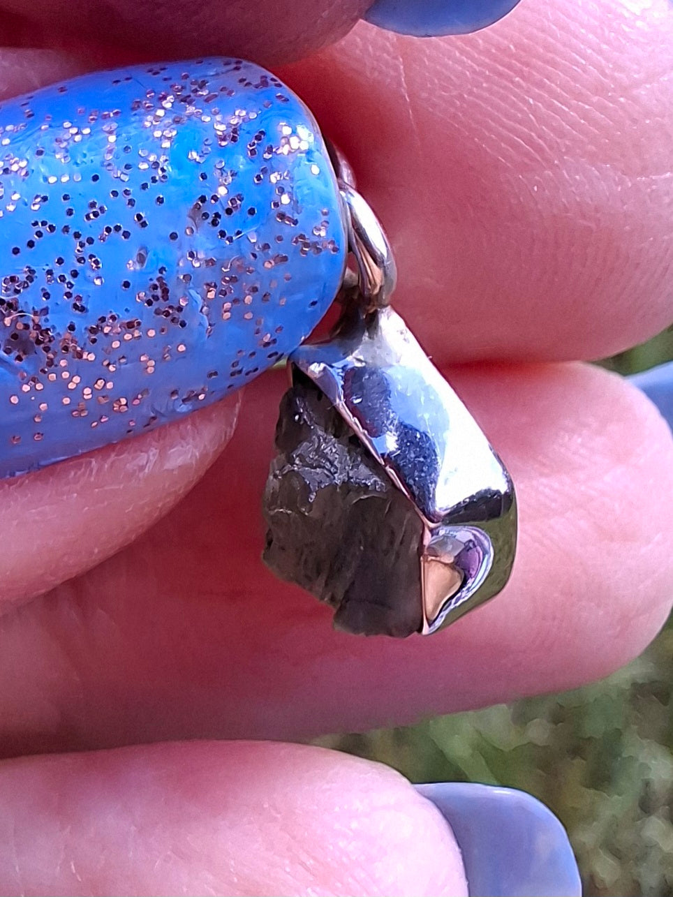 Moldavite Pendant, 925 Silver, Tektite (Ref: P92)