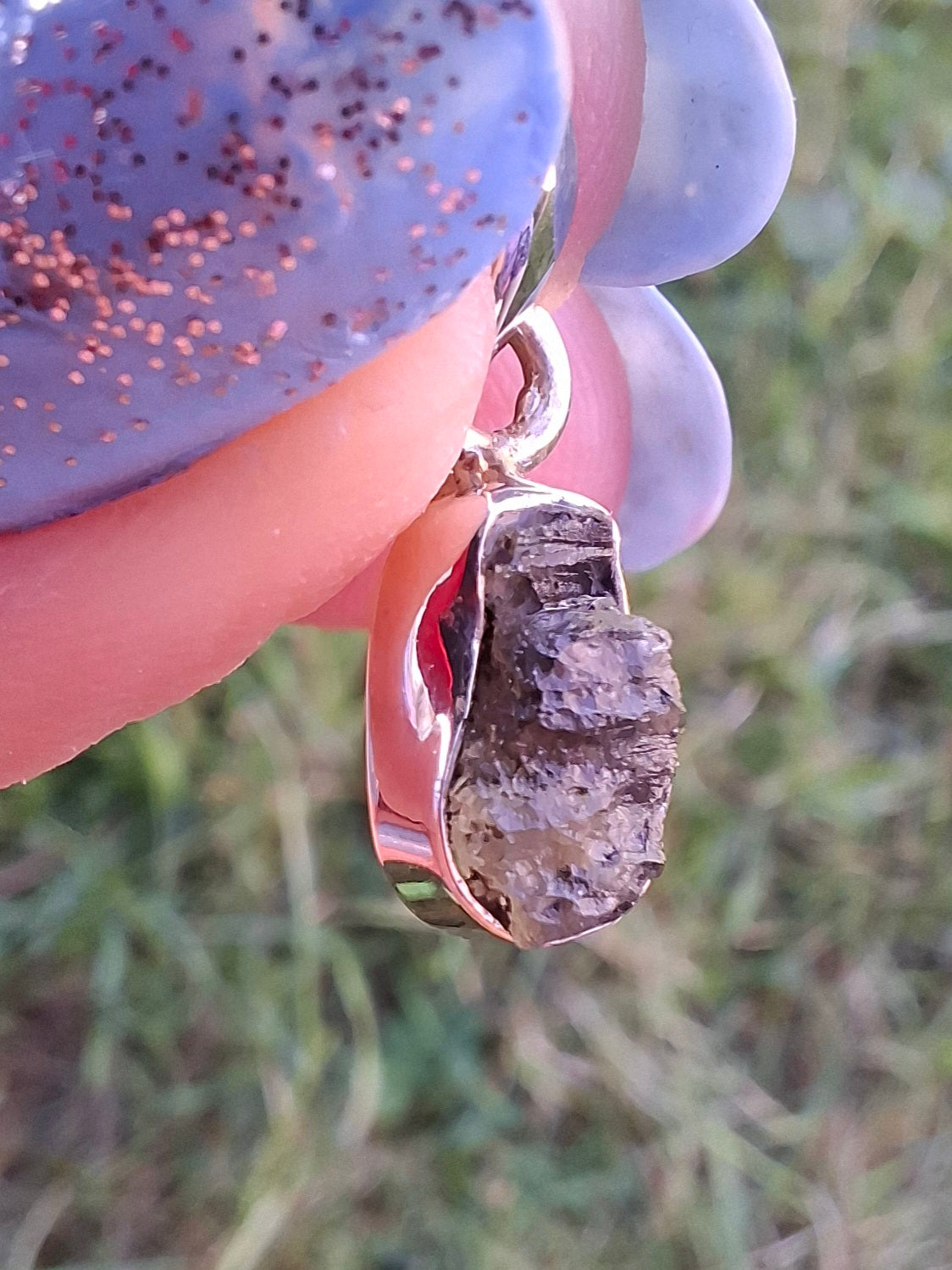 Moldavite Pendant, 925 Silver, Tektite (Ref: P89)