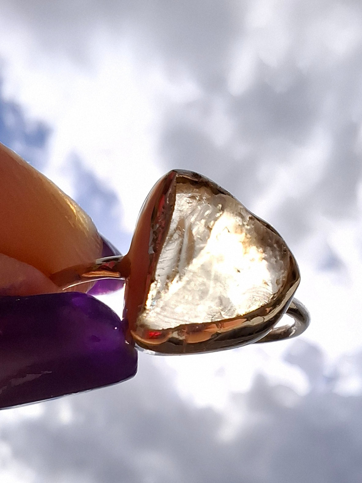 Libyan Desert Glass Ring, size small R, 925 Silver, Tektite (Ref: LR39)