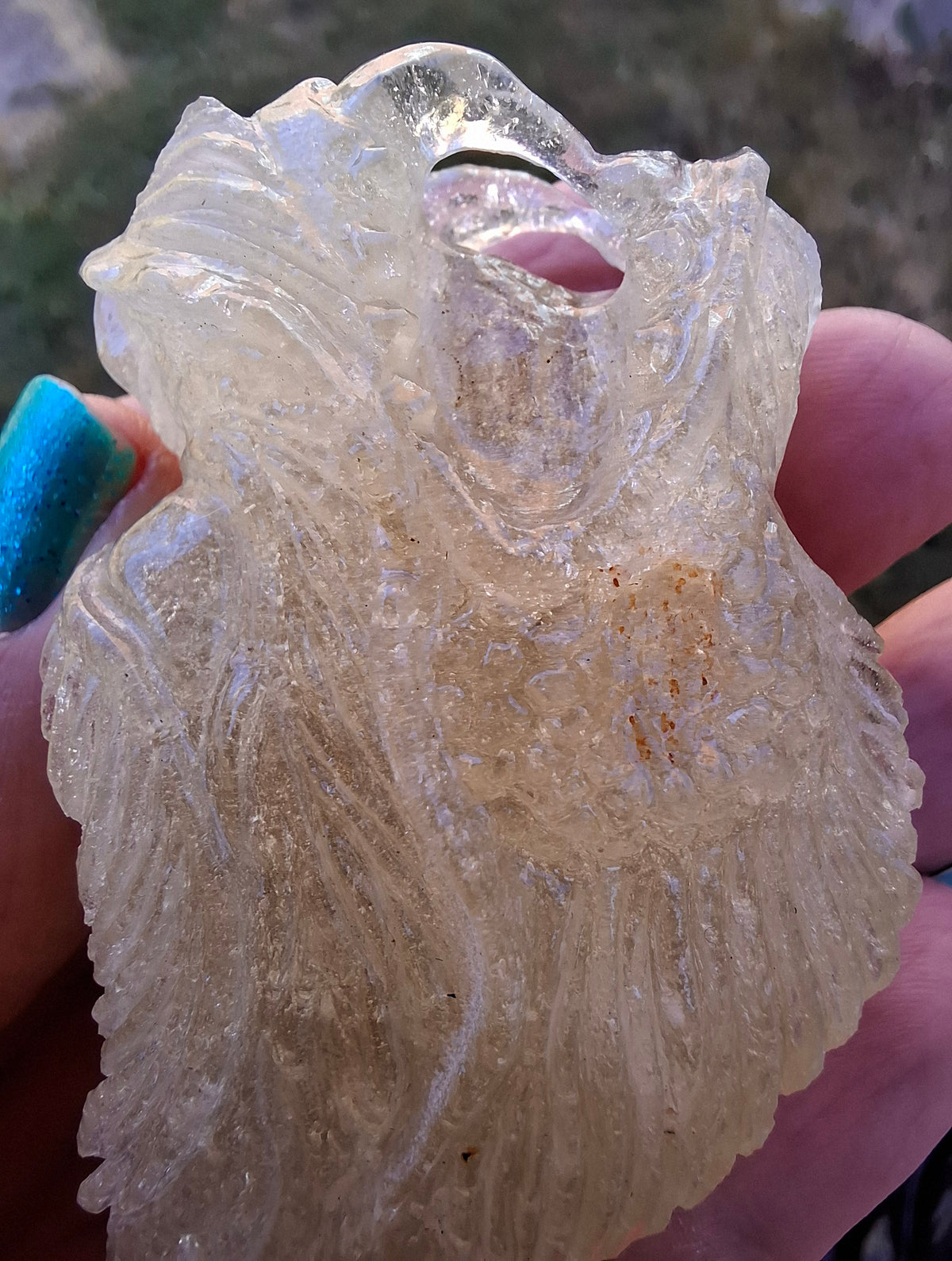 Libyan Desert Glass DRAGON HEAD Carving, 75.84g, Tektite (Ref: Dragon1)