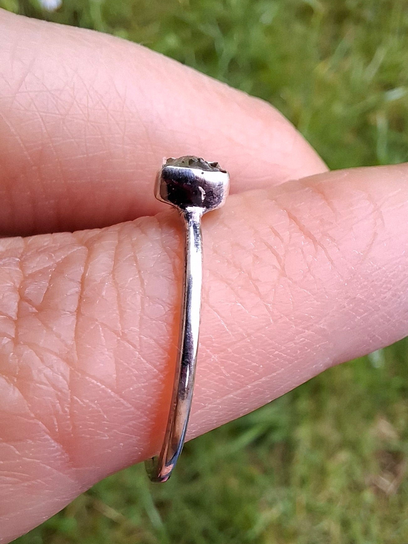 Moldavite Ring, size large R/small S, 925 Silver, Tektite (Ref: R65)