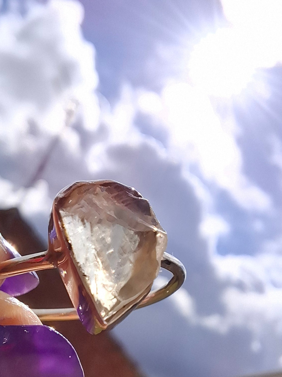 Libyan Desert Glass Ring, size large T, 925 Silver, Tektite (Ref: LR48)