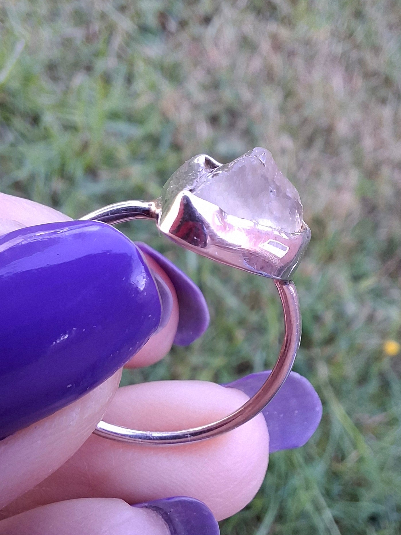 Libyan Desert Glass Ring, size small R, 925 Silver, Tektite (Ref: LR39)