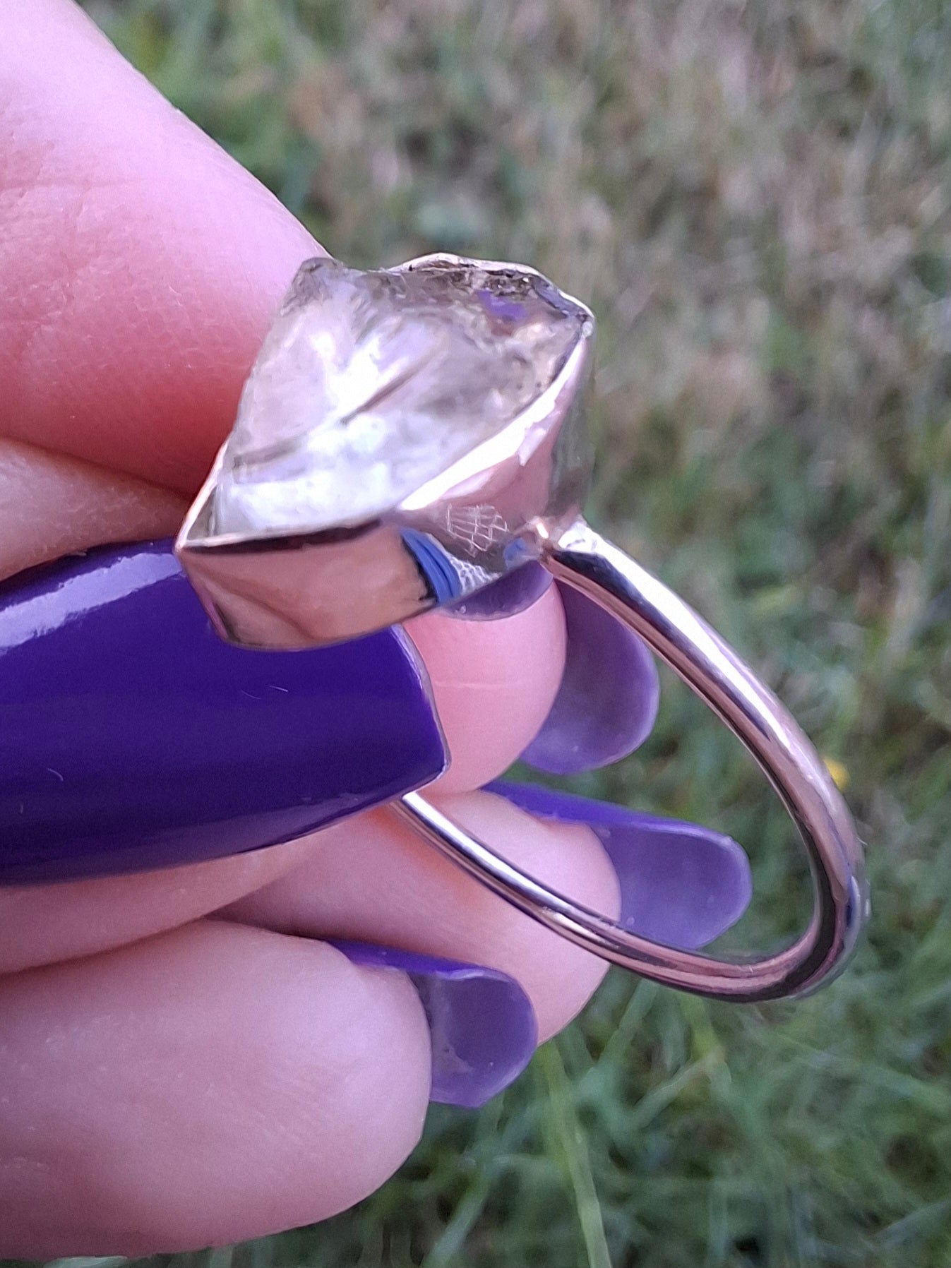 Libyan Desert Glass Ring, size large T, 925 Silver, Tektite (Ref: LR48)