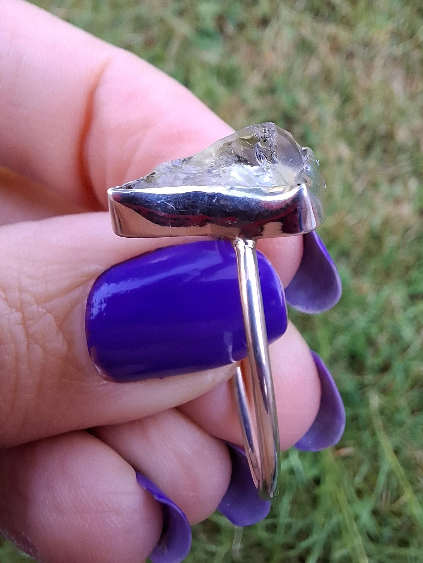 Libyan Desert Glass Ring, size large W, 925 Silver, Tektite (Ref: LR62)