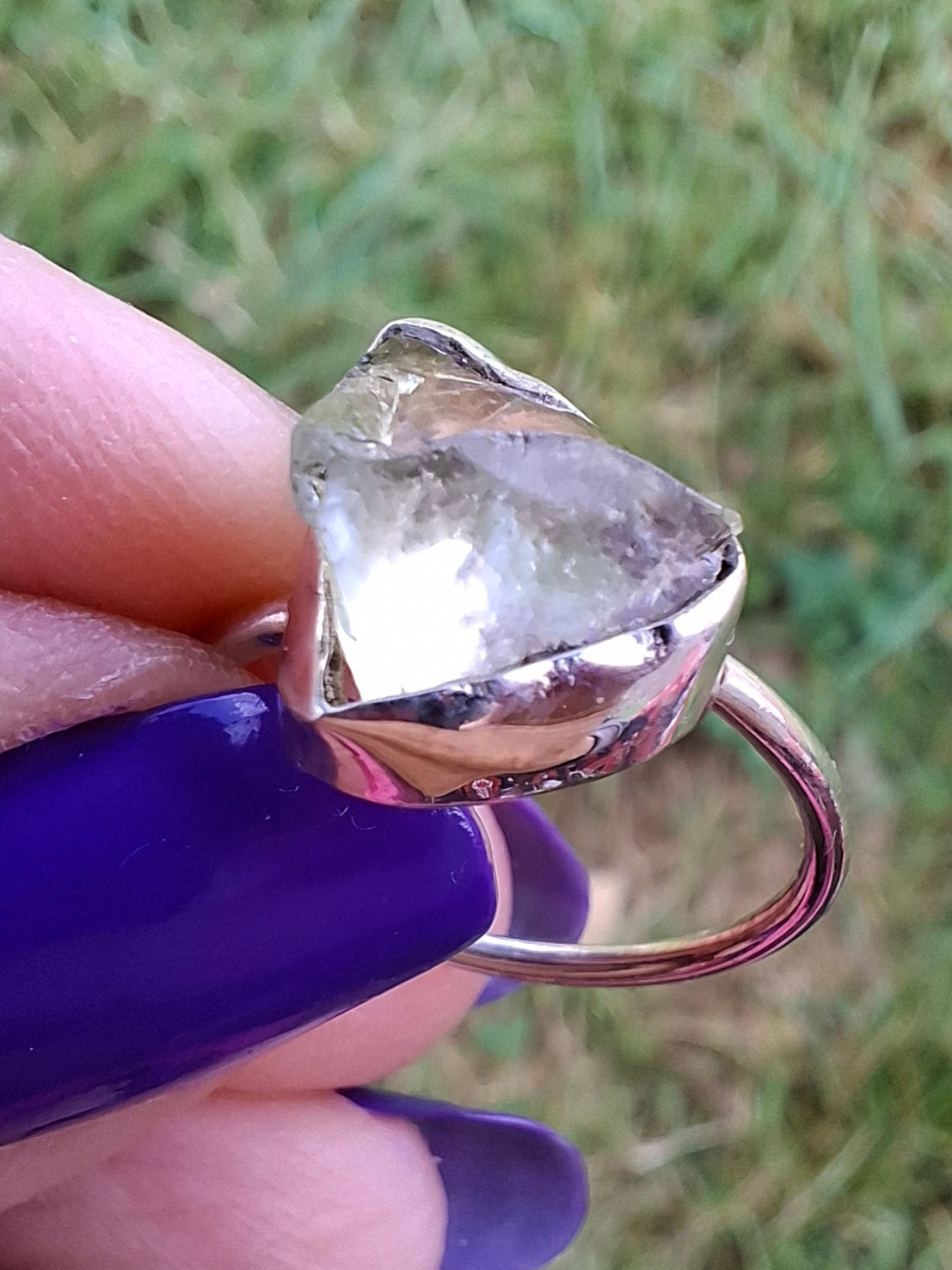 Libyan Desert Glass Ring, size small M, 925 Silver, Tektite (Ref: LR19)