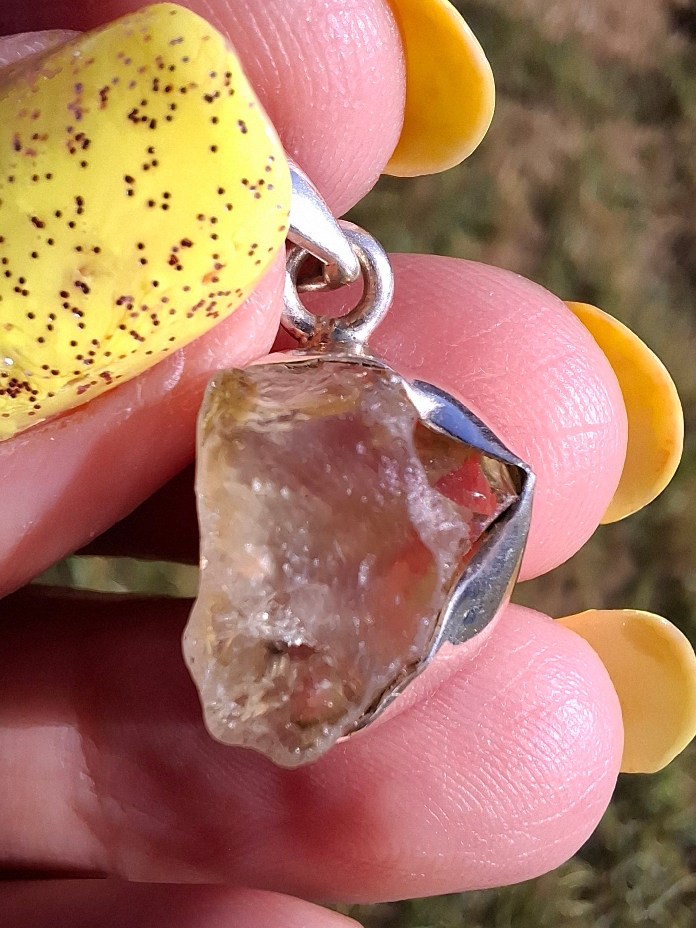 Libyan Desert Glass Pendant, 925 Silver, Tektite (Ref: LP107)