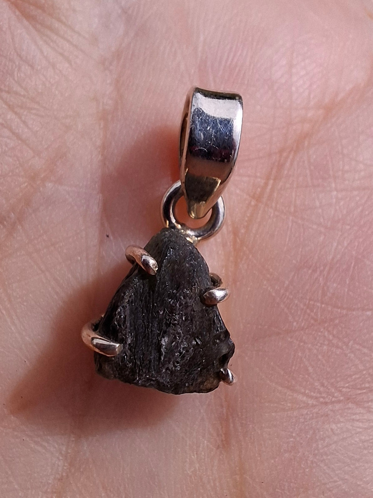 Moldavite Claw Pendant, 925 Silver, Tektite (Ref: P22)