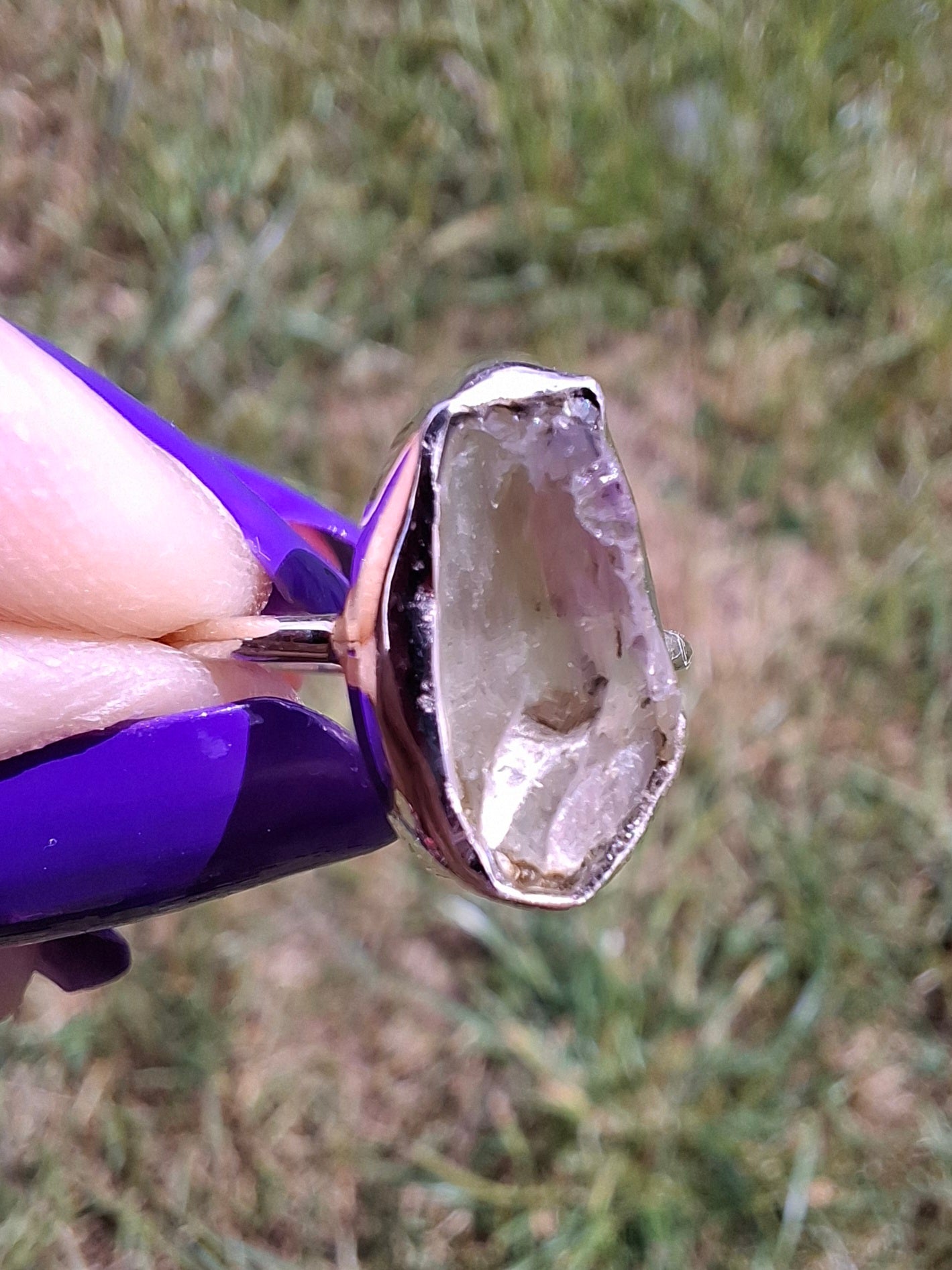 Libyan Desert Glass Ring, size K, 925 Silver, Tektite 🌈 (Ref: LR12)