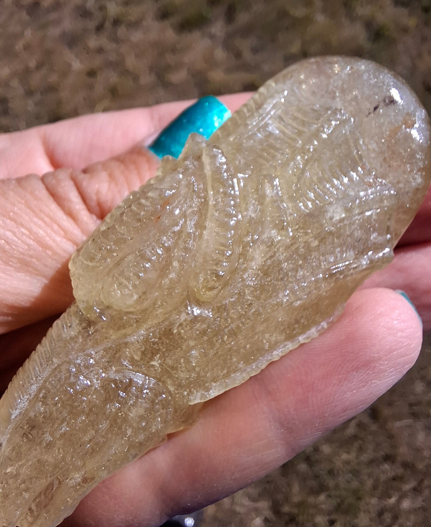 Libyan Desert Glass DRAGON HEAD carving, 48.11g, Tektite (Ref: Dragon4)