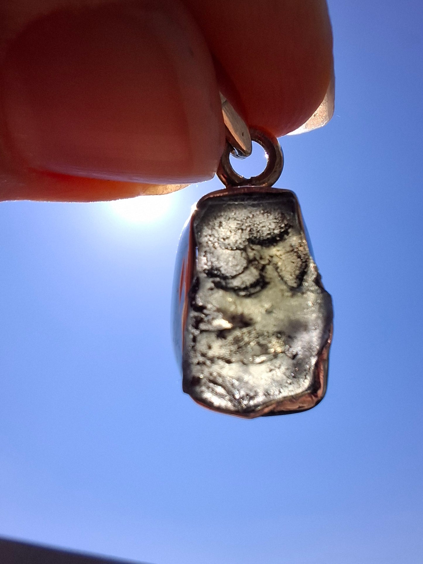 Moldavite Pendant, 925 silver, Tektite (Ref: P4)