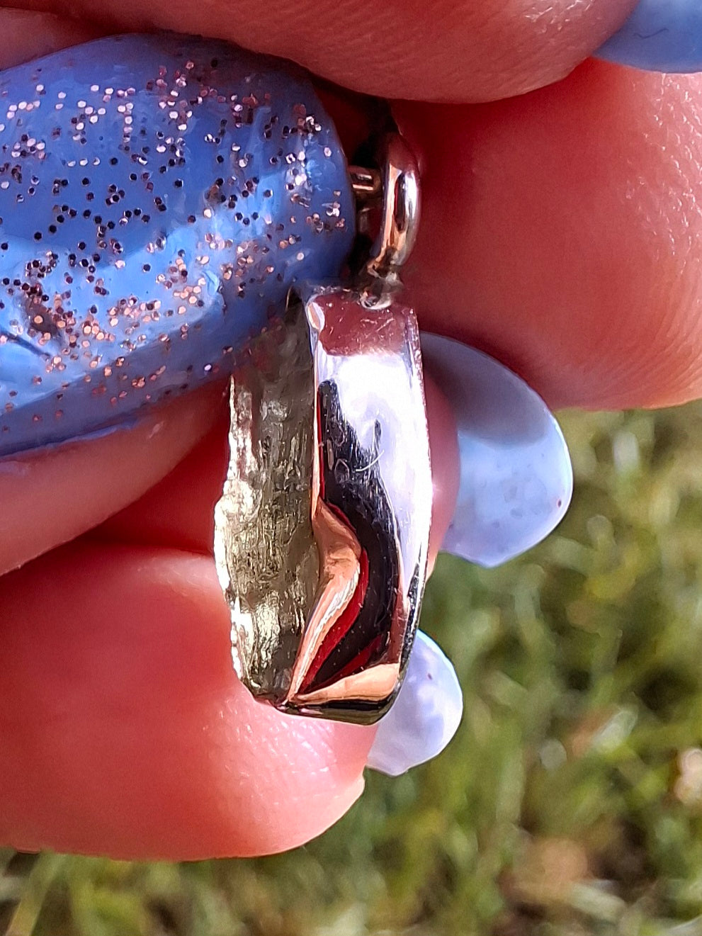 Moldavite Pendant, 925 Silver, Tektite (Ref: P48)