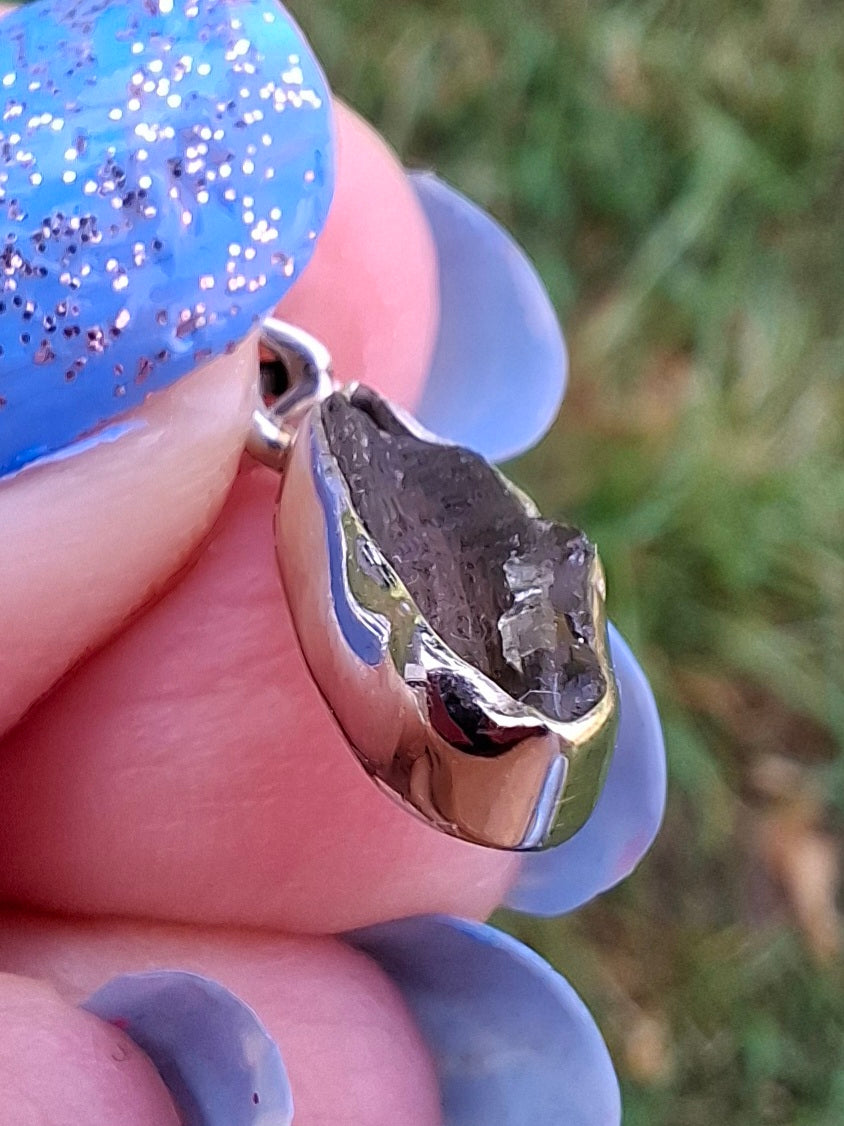 Moldavite Pendant, 925 Silver, Tektite (Ref: P43)