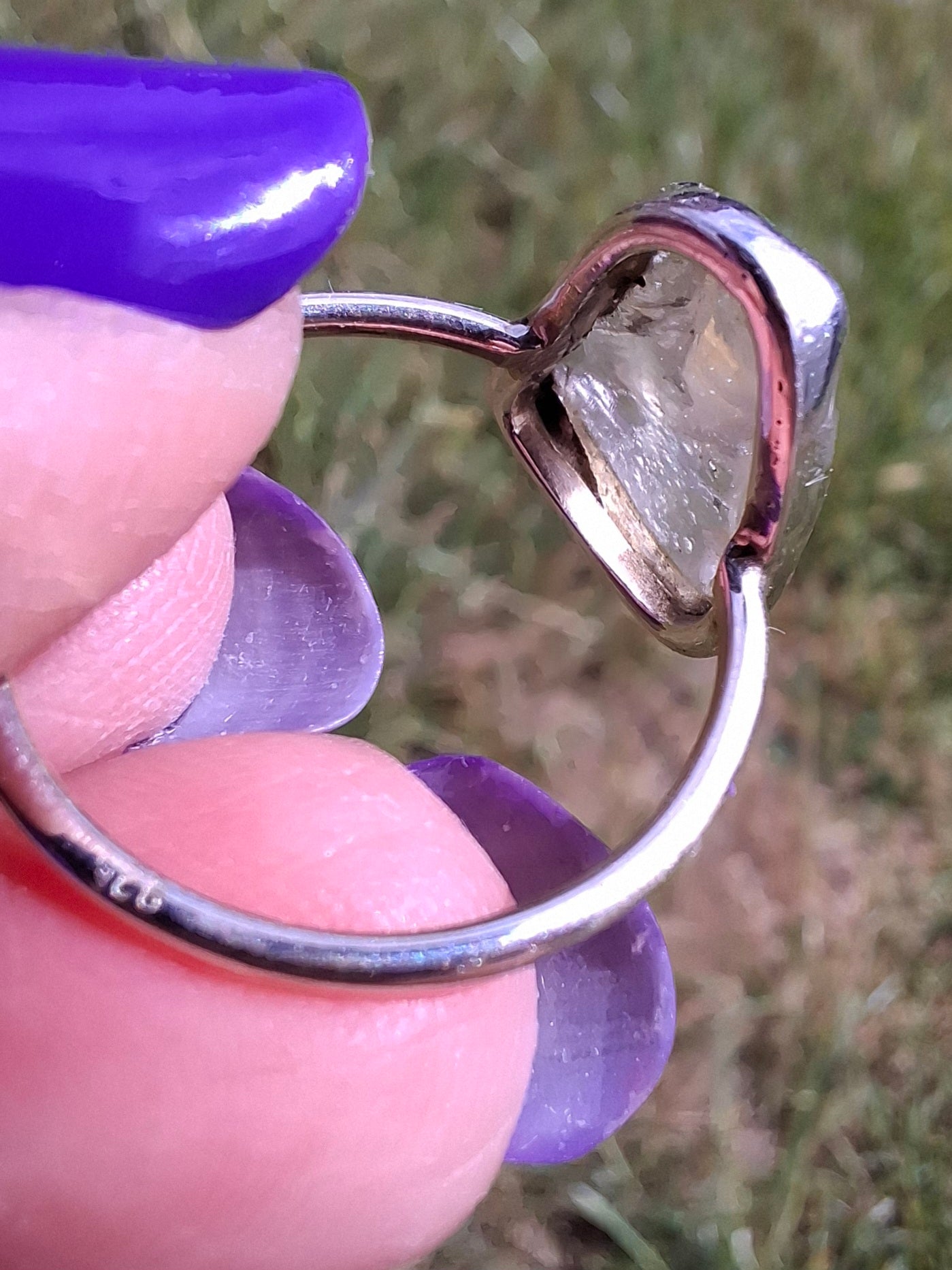 Libyan Desert Glass Ring, size large P, 925 Silver, Tektite (Ref: LR30)