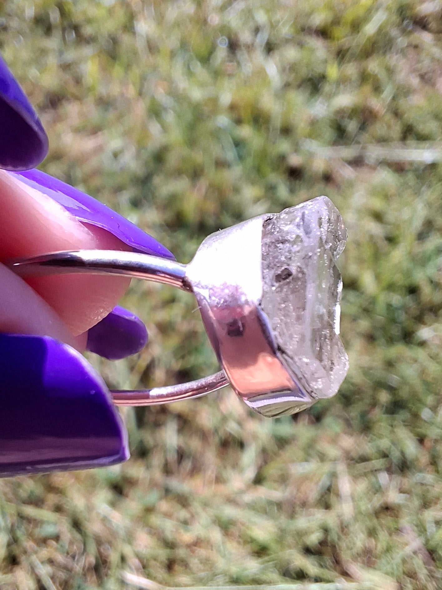 Libyan Desert Glass Ring, size large R/small S, 925 Silver, Tektite (Ref: LR43)