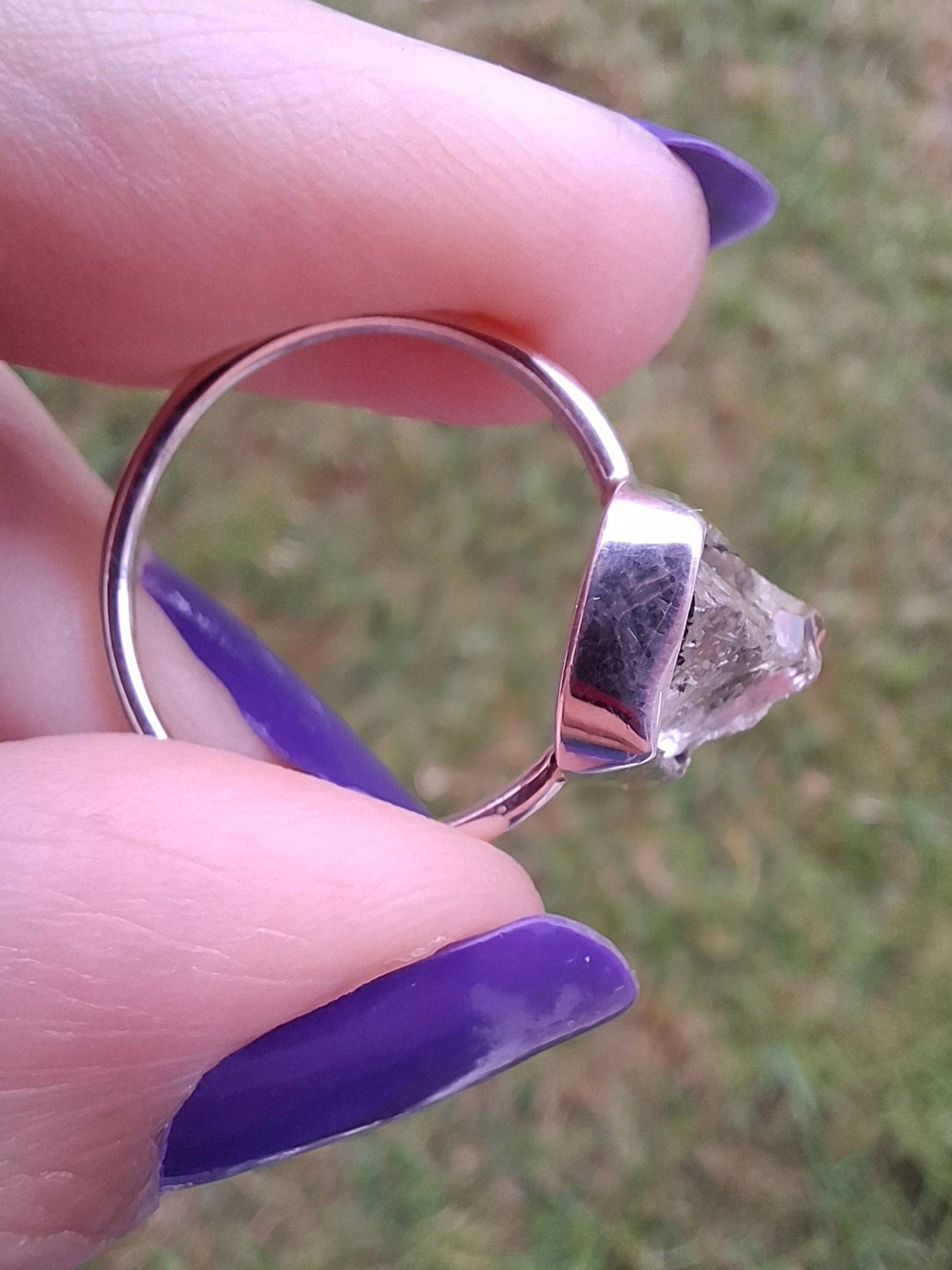 Libyan Desert Glass Ring, size large O, 925 Silver, Tektite (Ref: LR22)